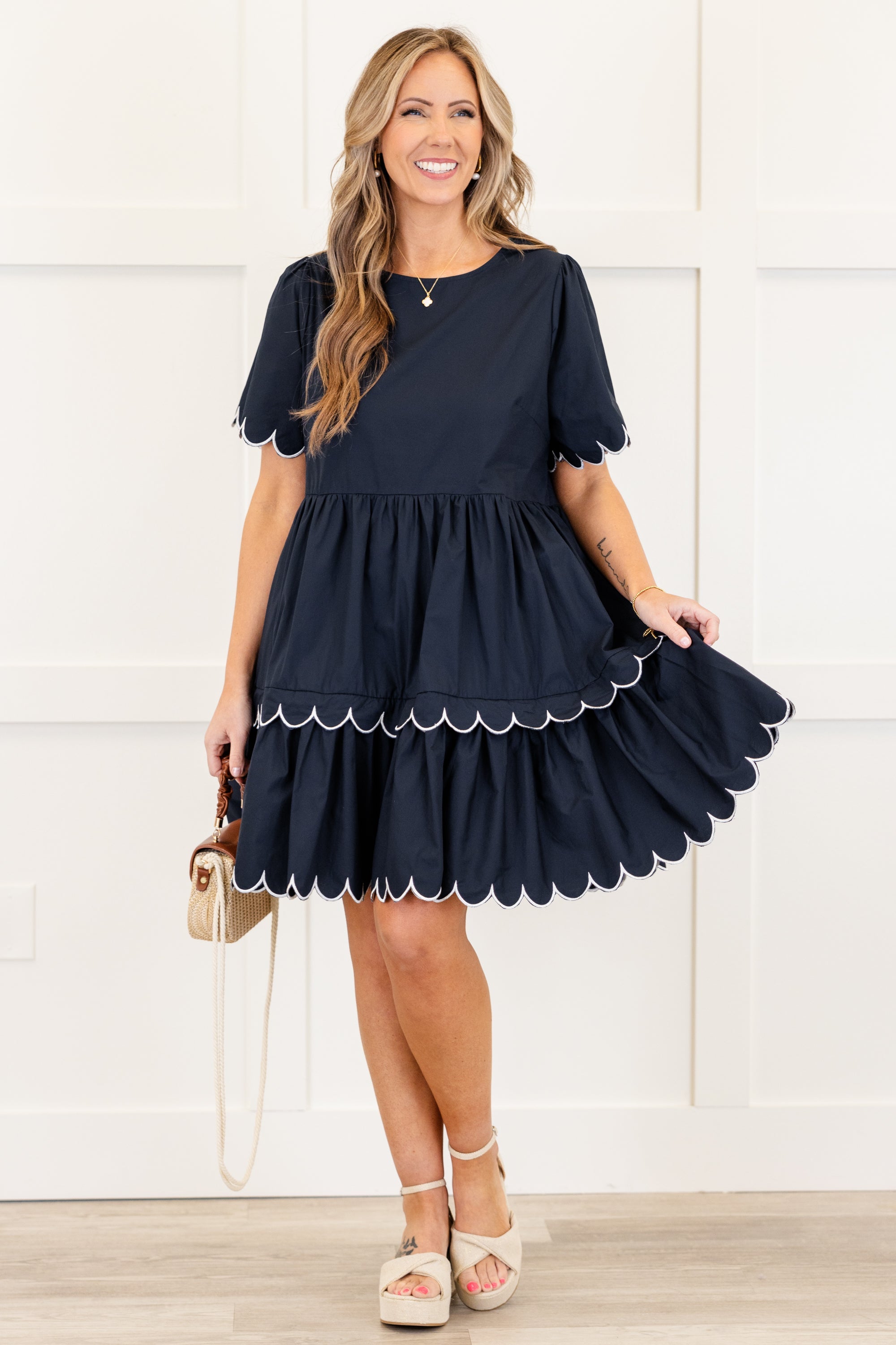 Hummingbird's Haven Dress, Navy
