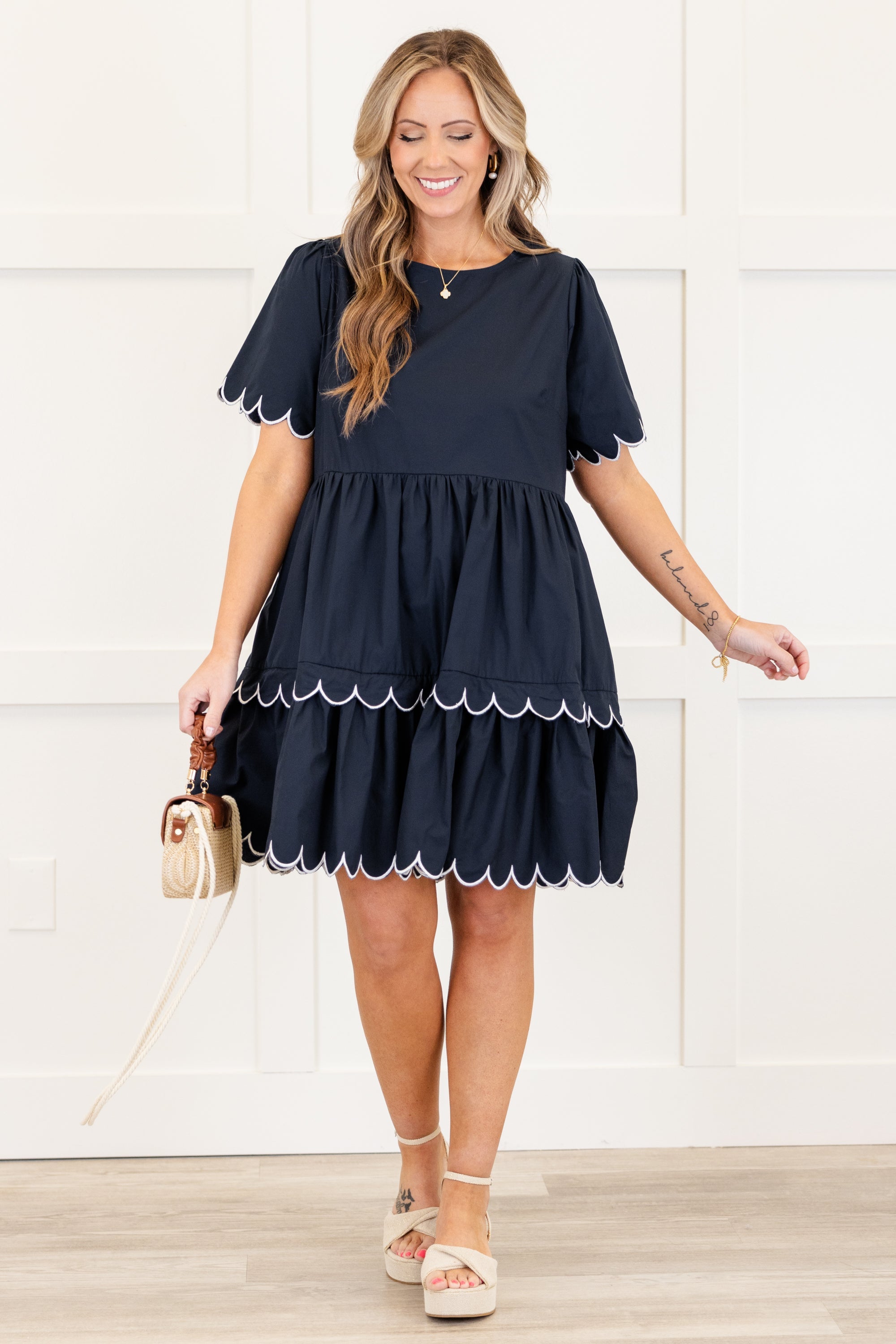 Hummingbird's Haven Dress, Navy