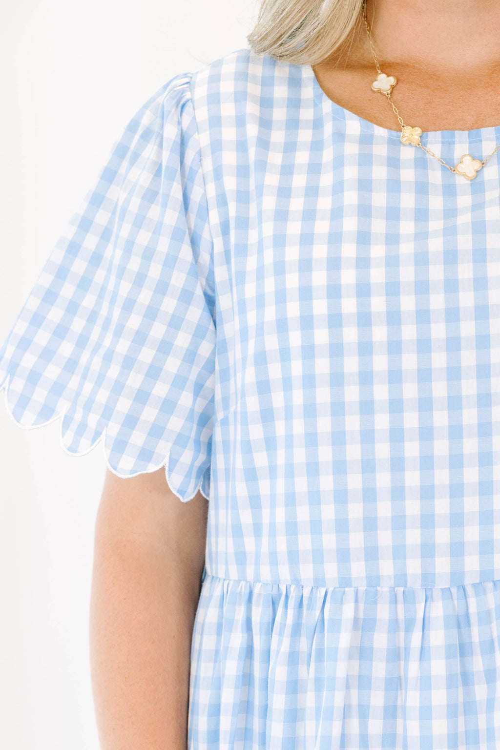 Hummingbird's Haven Dress, Blue Plaid