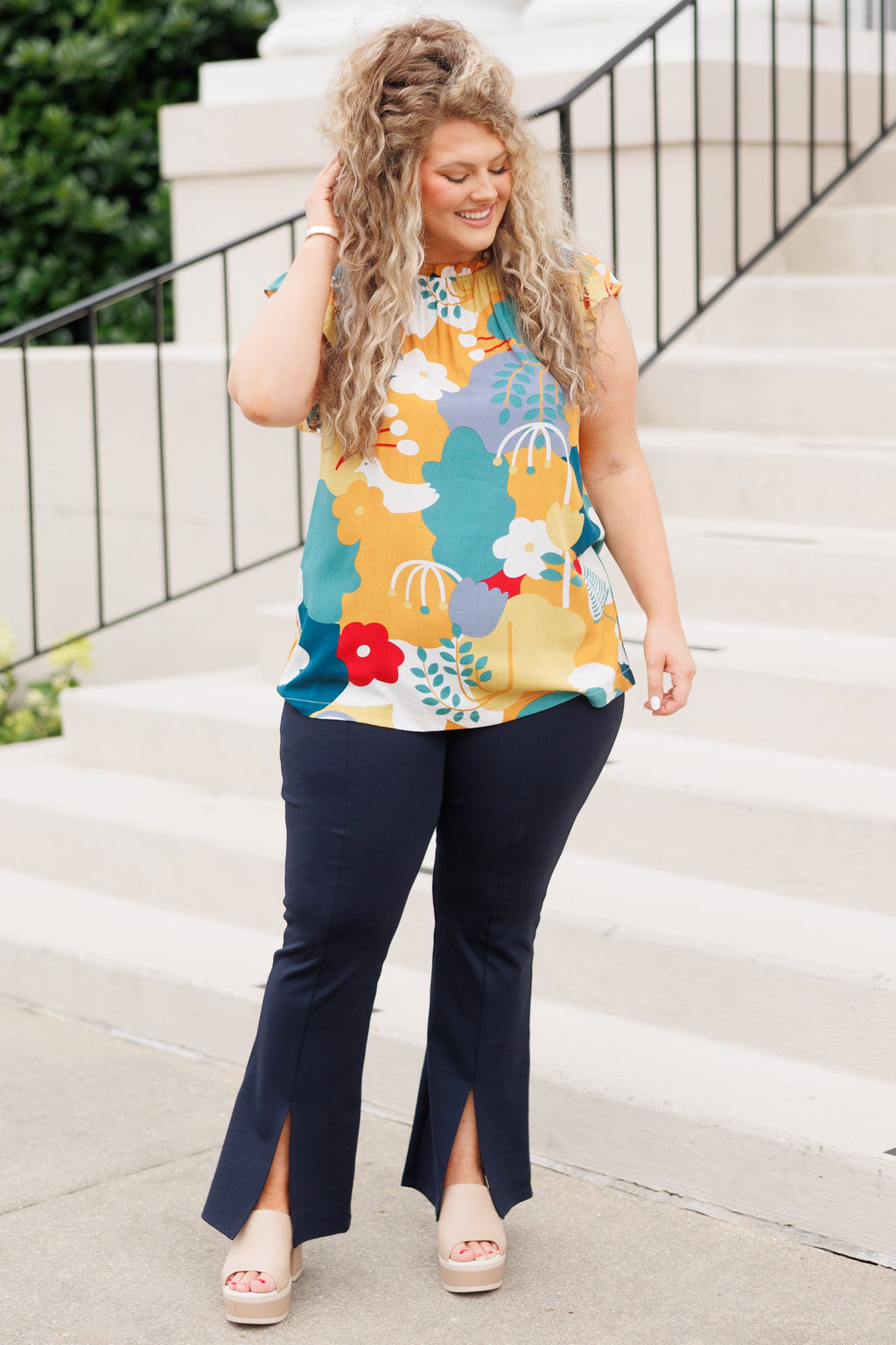 I Felt Free Top, Mustard Multi