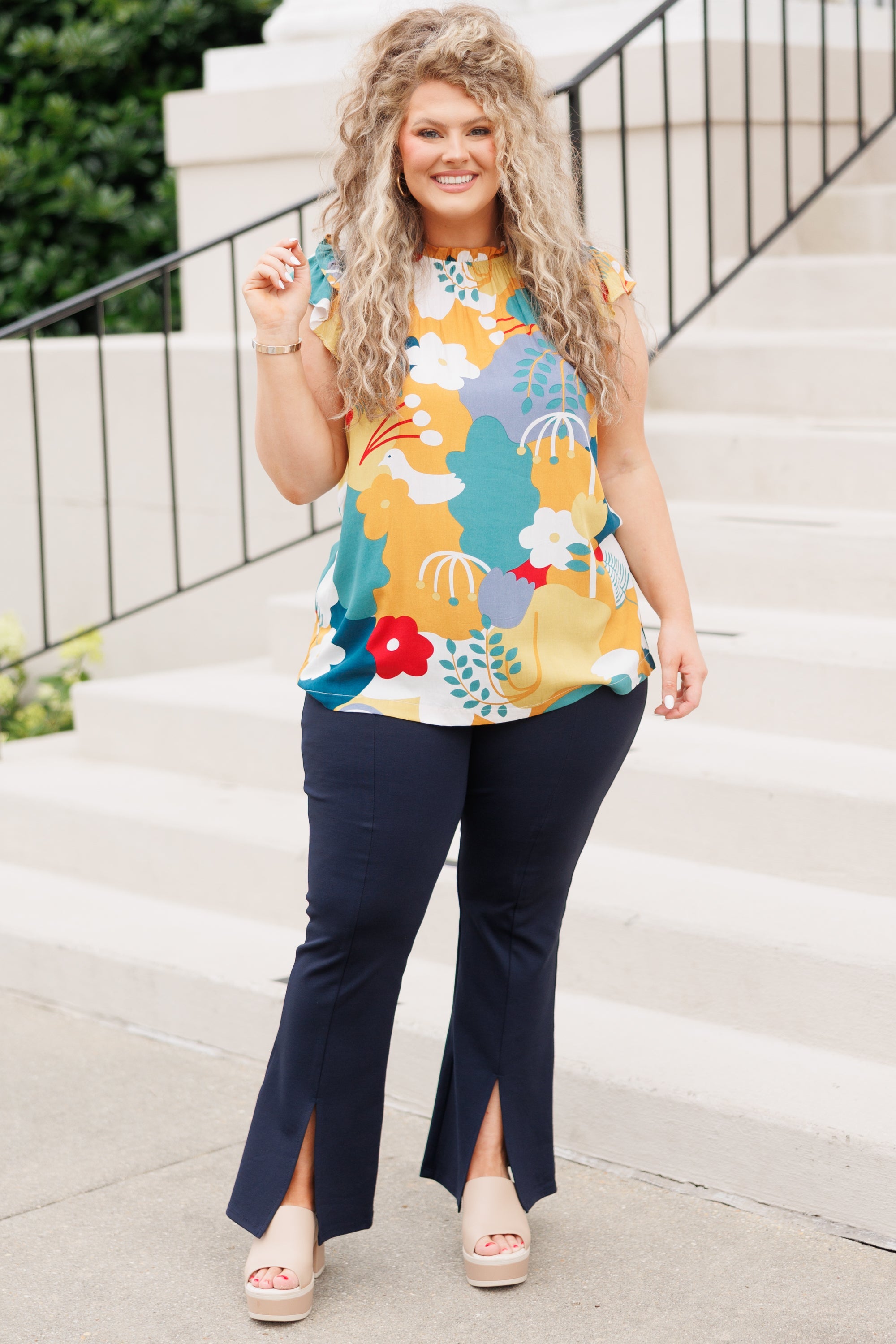 I Felt Free Top, Mustard Multi