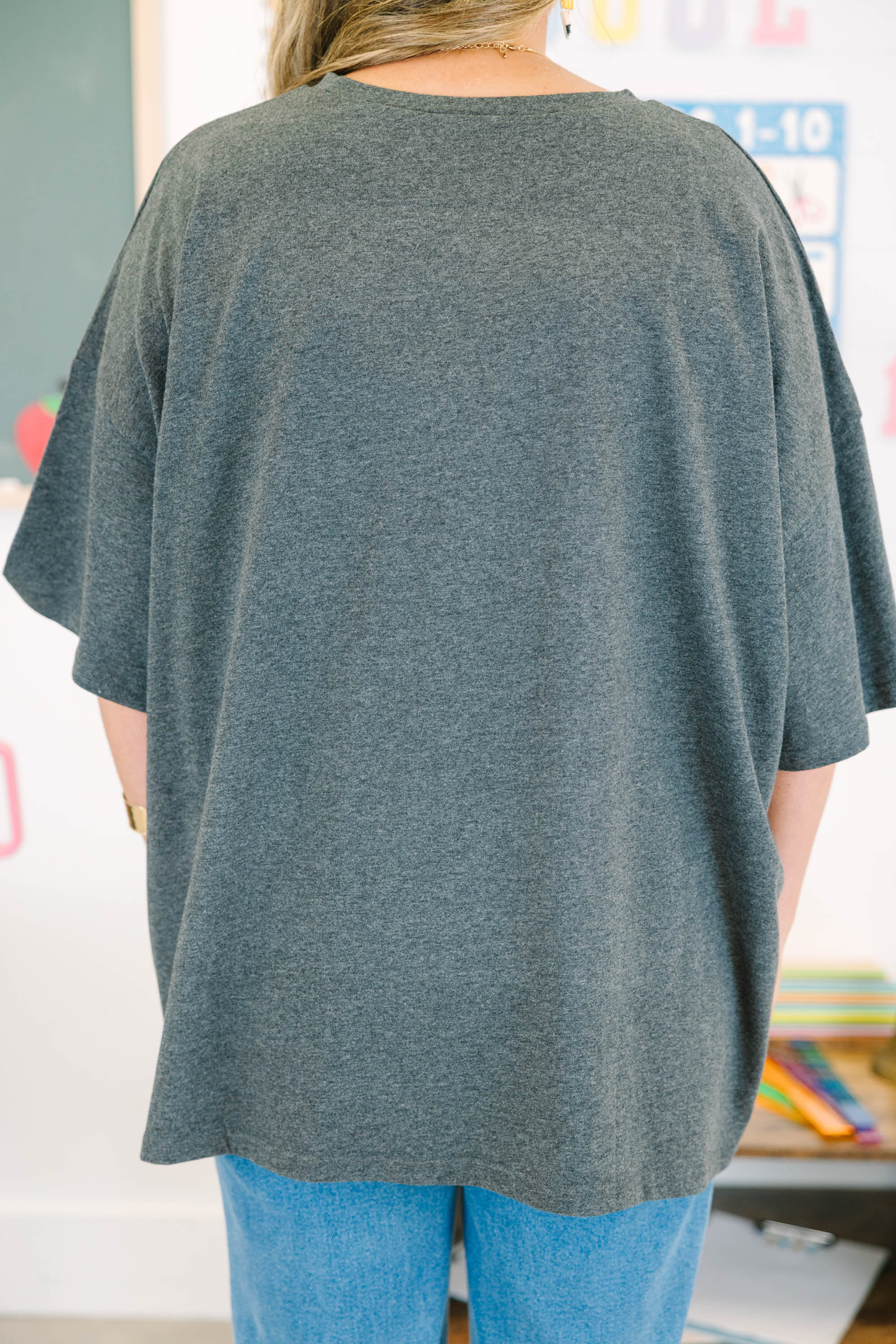 I Love Teaching Boyfriend Tee, Charcoal