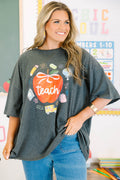 I Love Teaching Boyfriend Tee, Charcoal