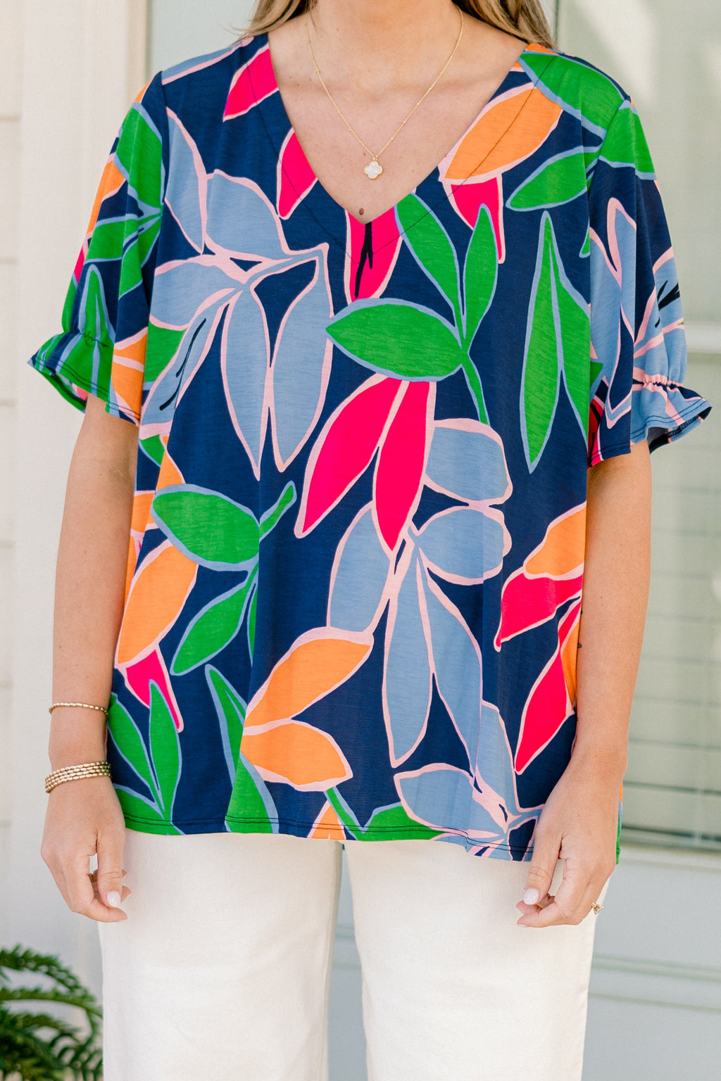 I Want To Go There Top, Navy Fuchsia
