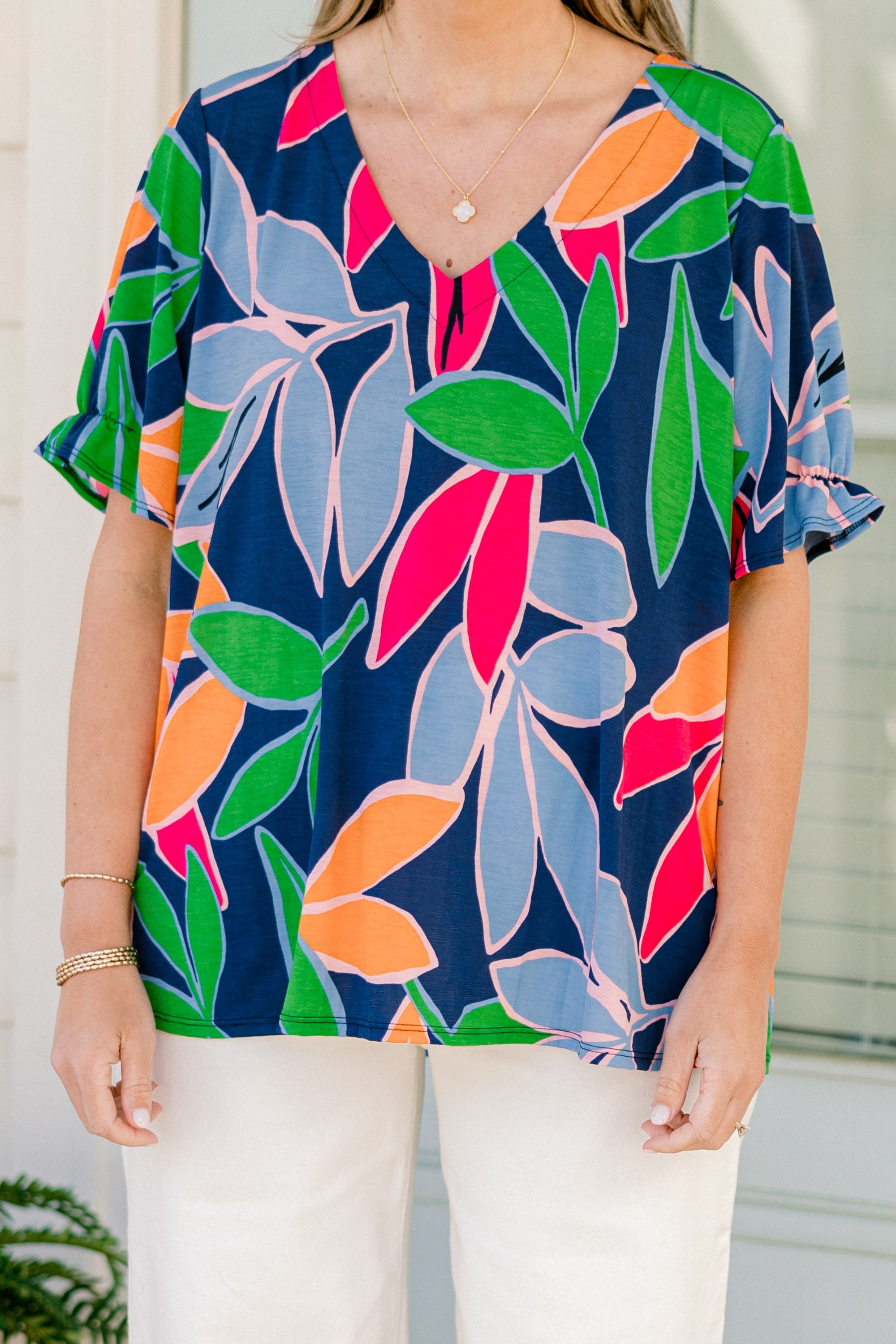 I Want To Go There Top, Navy Fuchsia