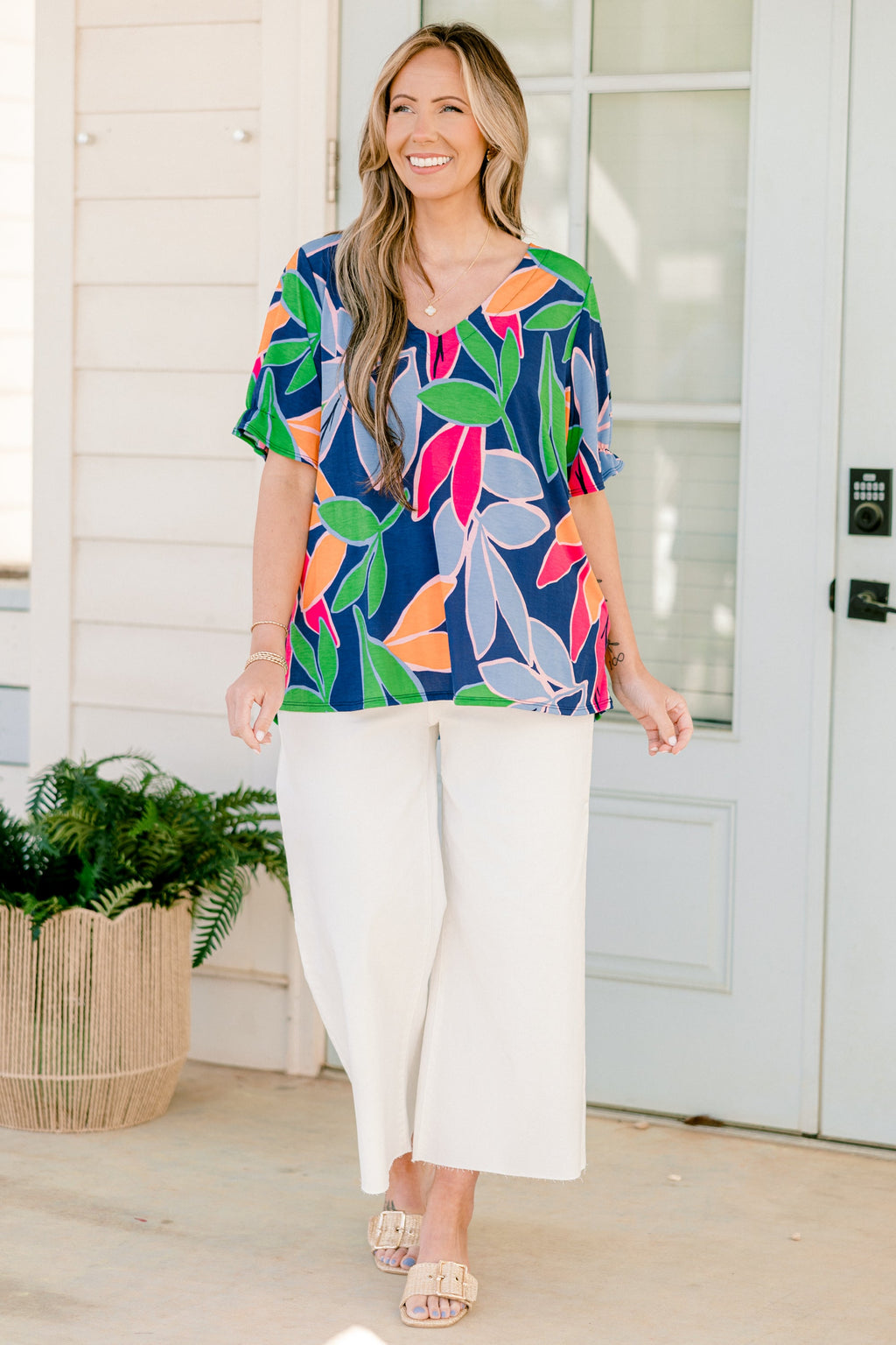 I Want To Go There Top, Navy Fuchsia