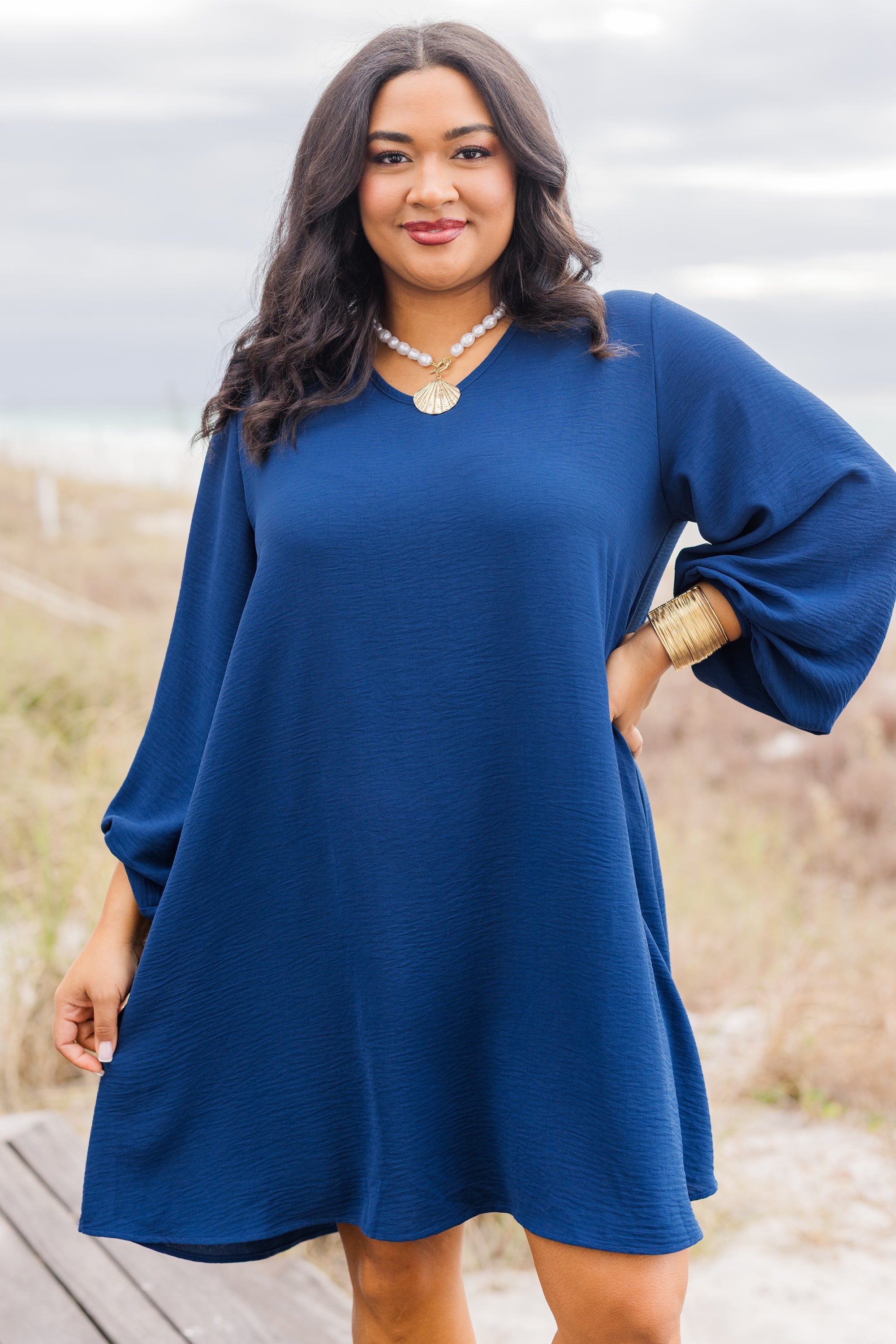 In Her Spare Time Dress, Navy