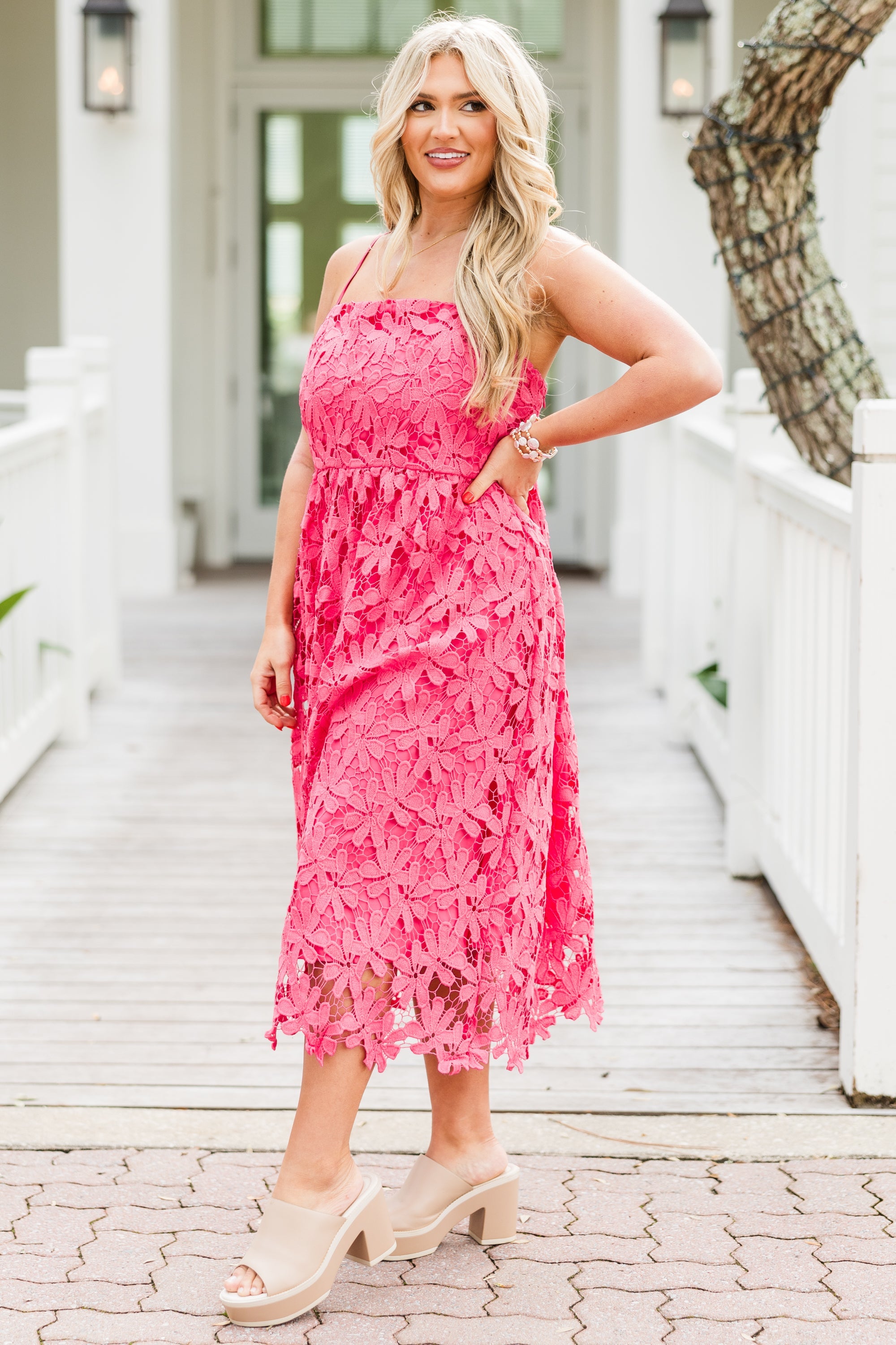 In The Details Midi Dress, Pink