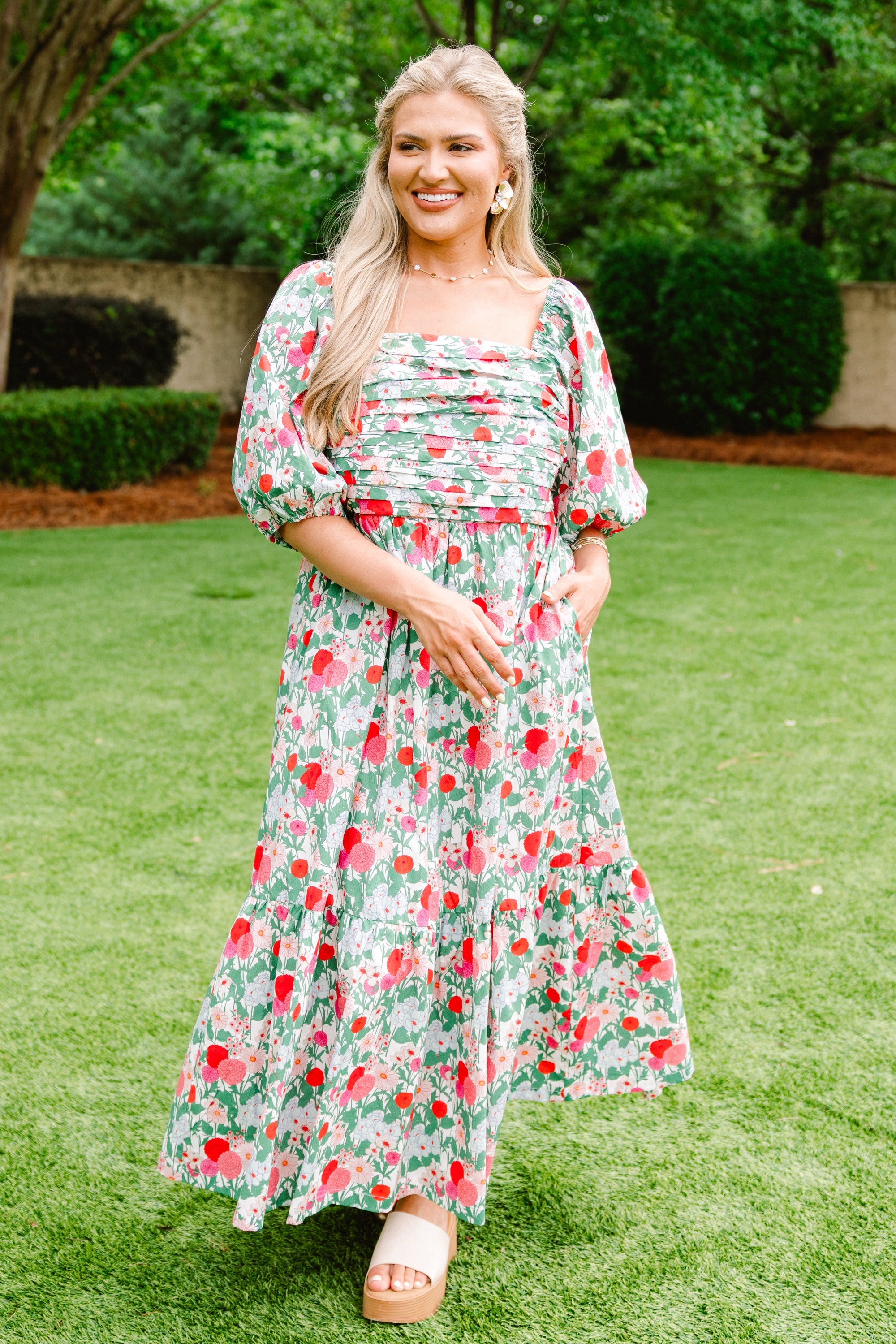 In The Quiet Shade Midi Dress, Fuchsia