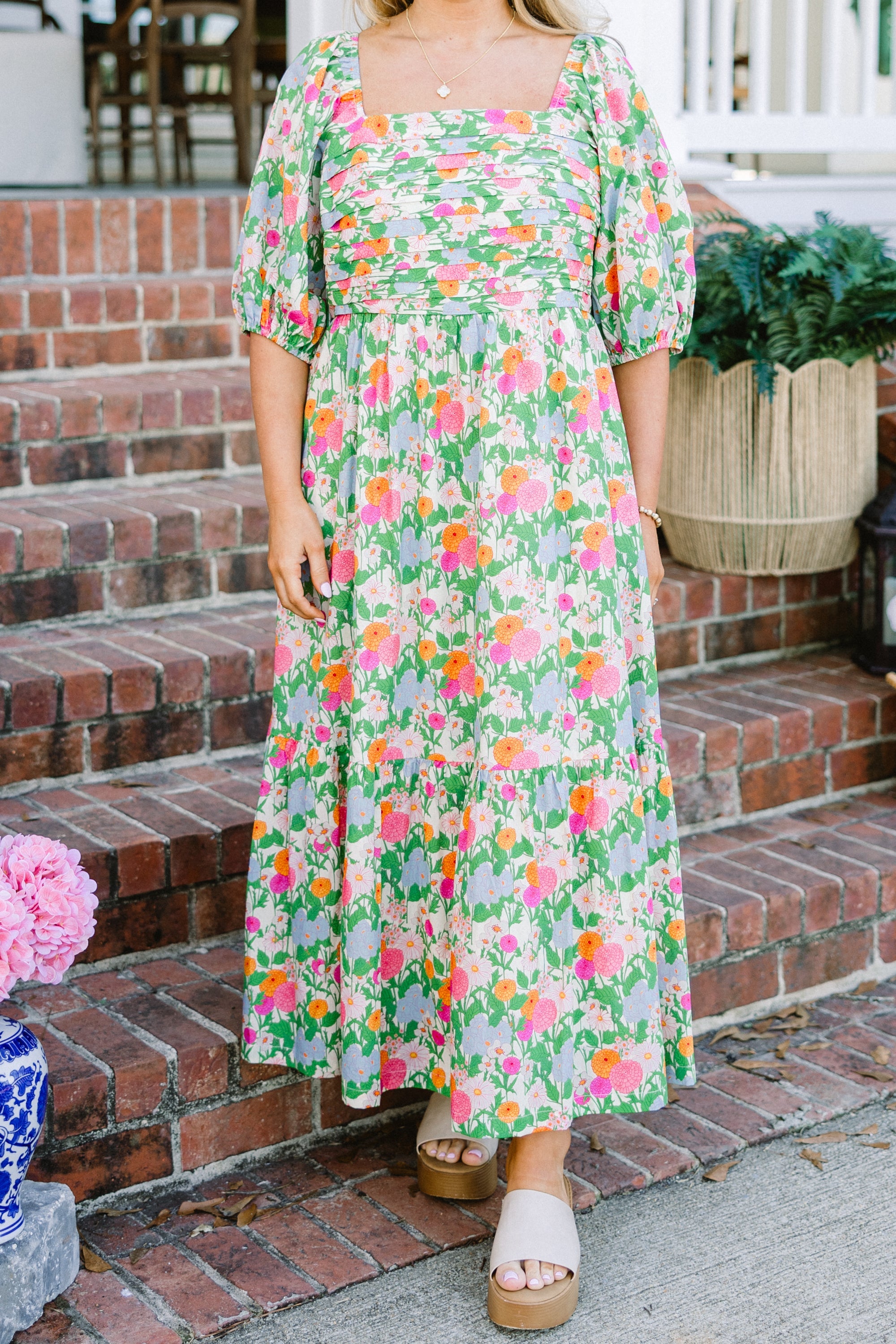 In The Quiet Shade Midi Dress, Green