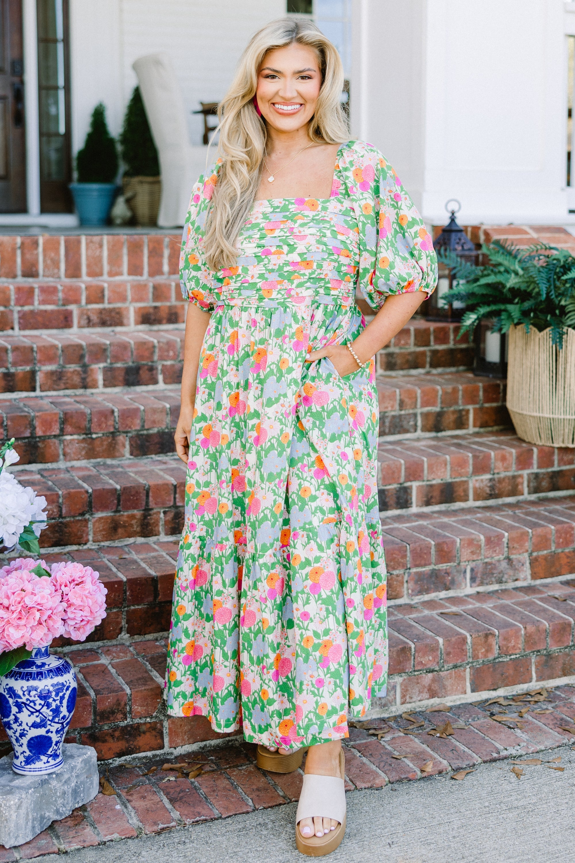 In The Quiet Shade Midi Dress, Green