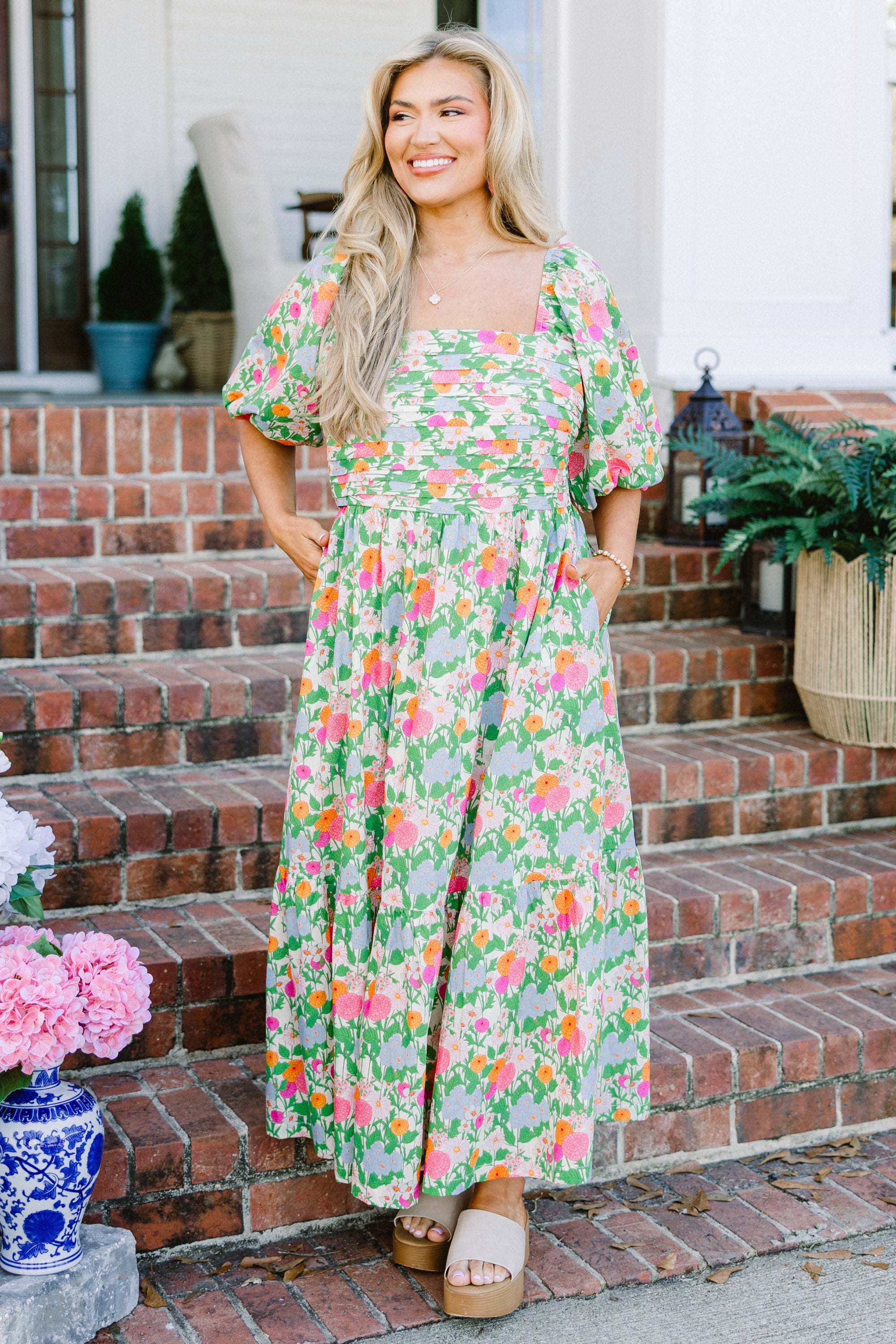 In The Quiet Shade Midi Dress, Green