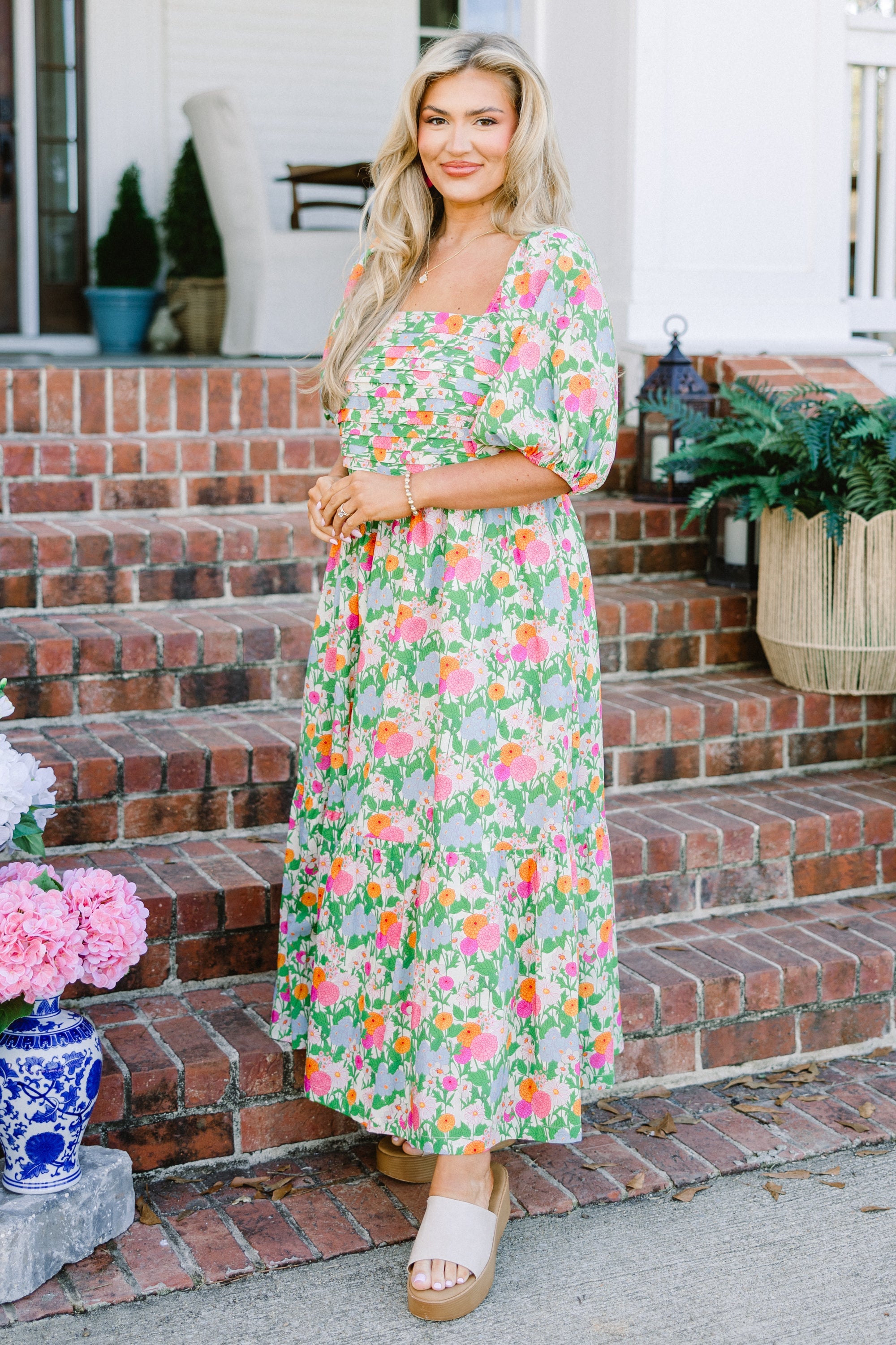 In The Quiet Shade Midi Dress, Green