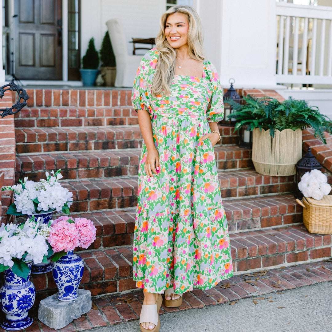 In The Quiet Shade Midi Dress, Green