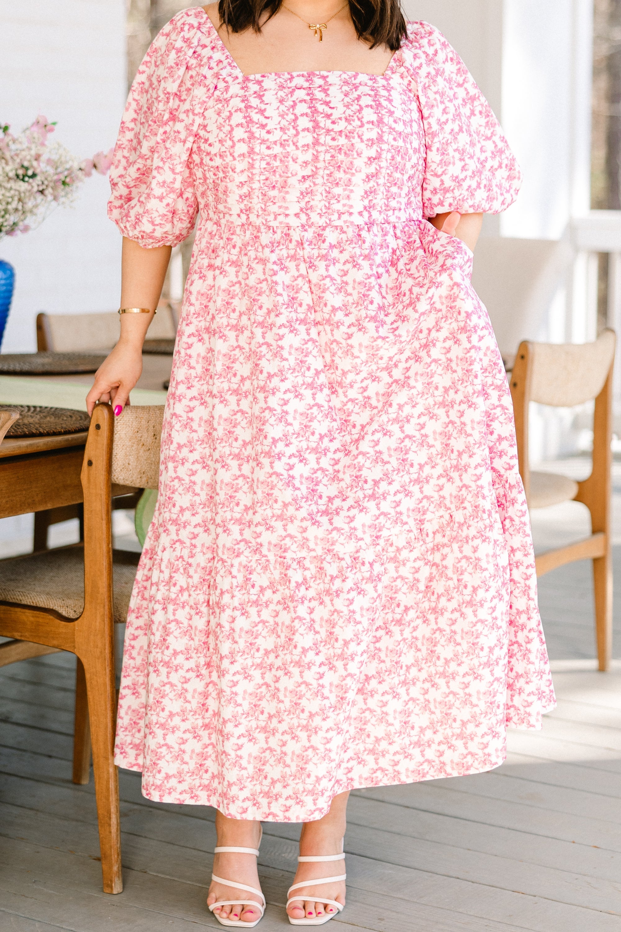 In The Quiet Shade Midi Dress, Pink