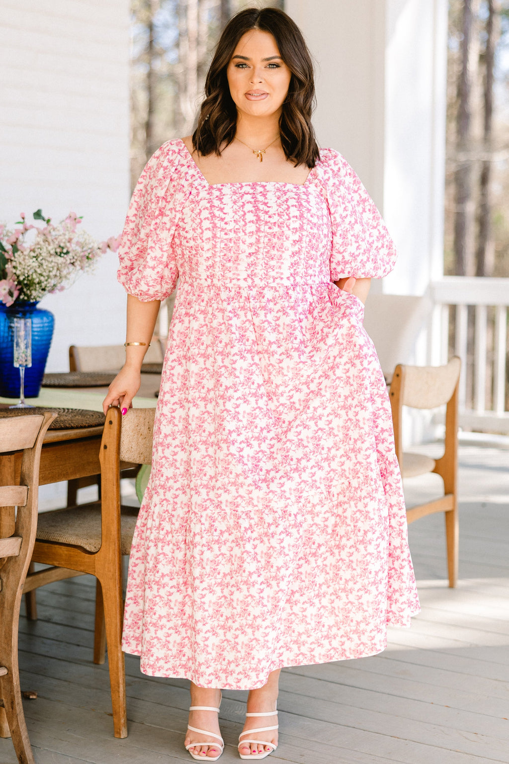 In The Quiet Shade Midi Dress, Pink