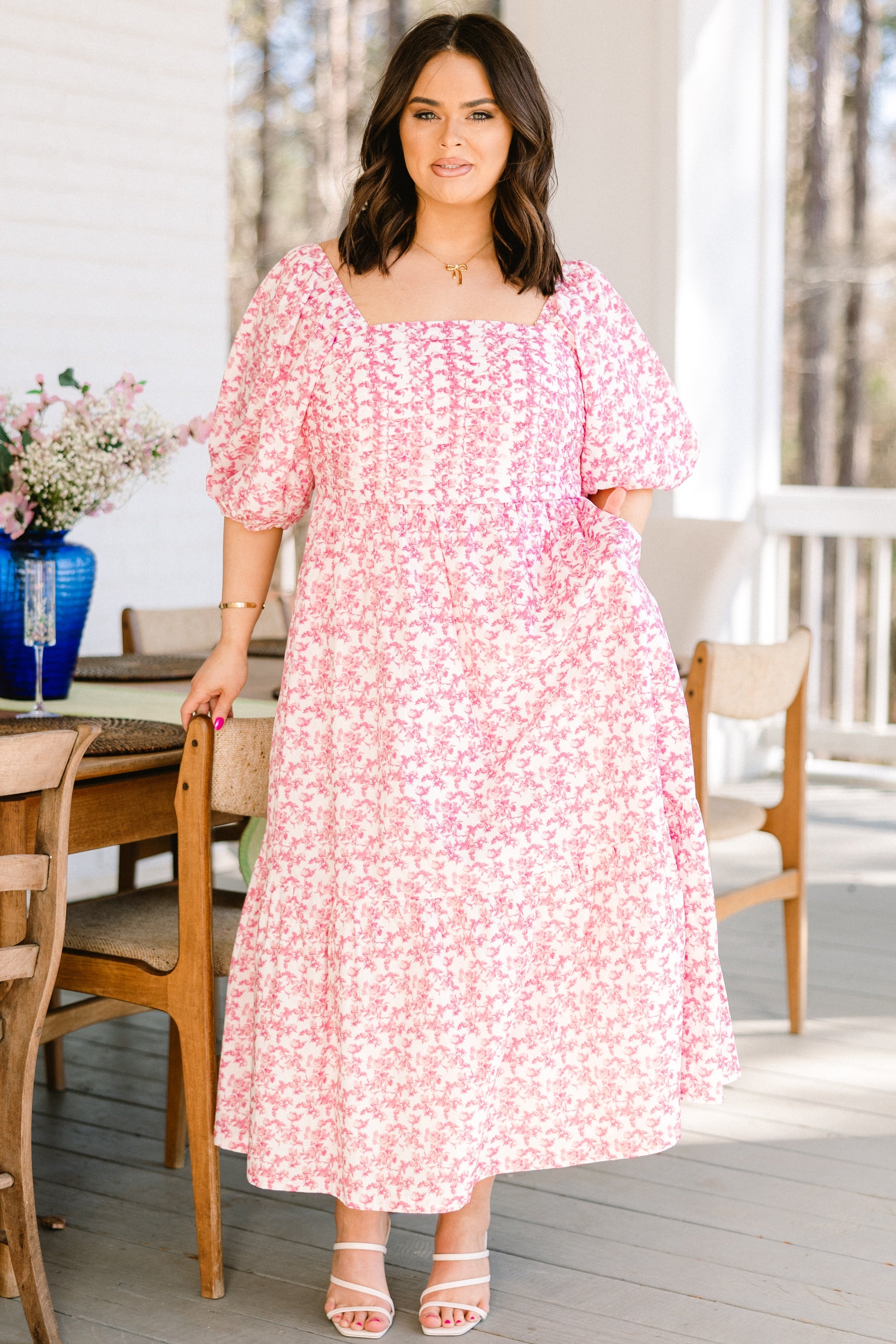 In The Quiet Shade Midi Dress, Pink