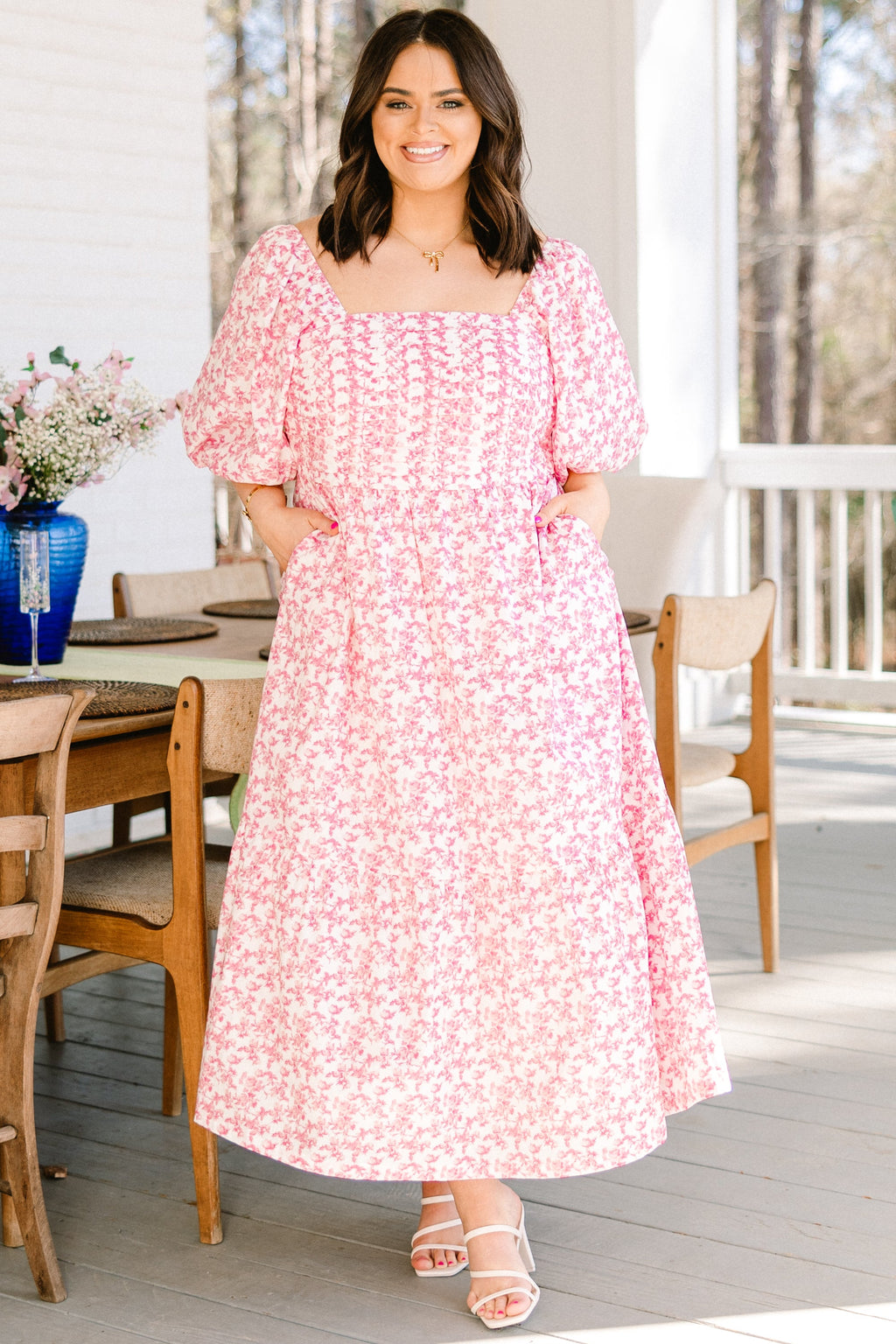 In The Quiet Shade Midi Dress, Pink