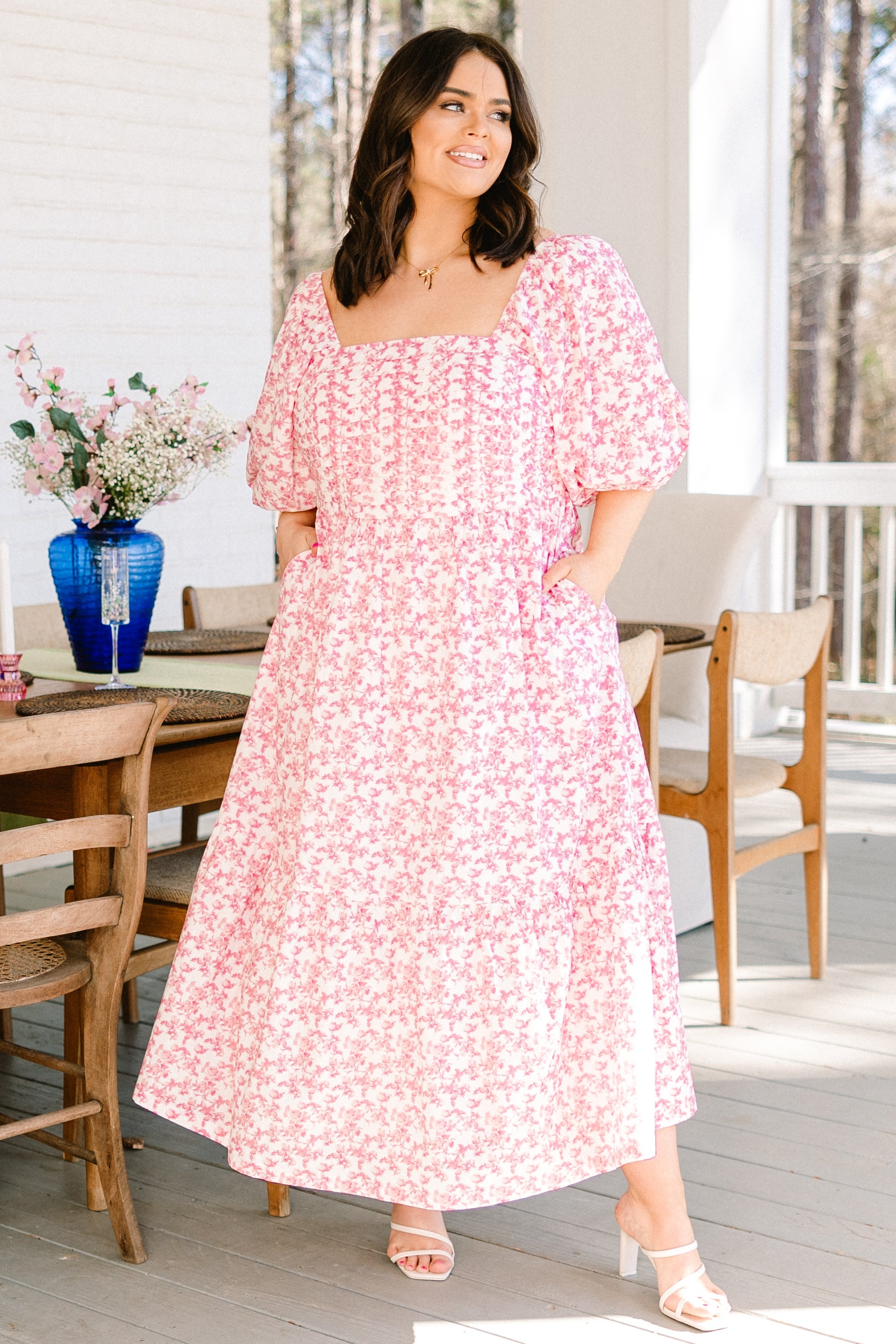 In The Quiet Shade Midi Dress, Pink
