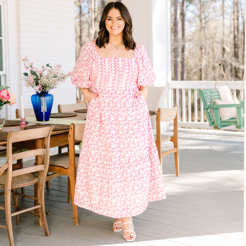 In The Quiet Shade Midi Dress, Pink