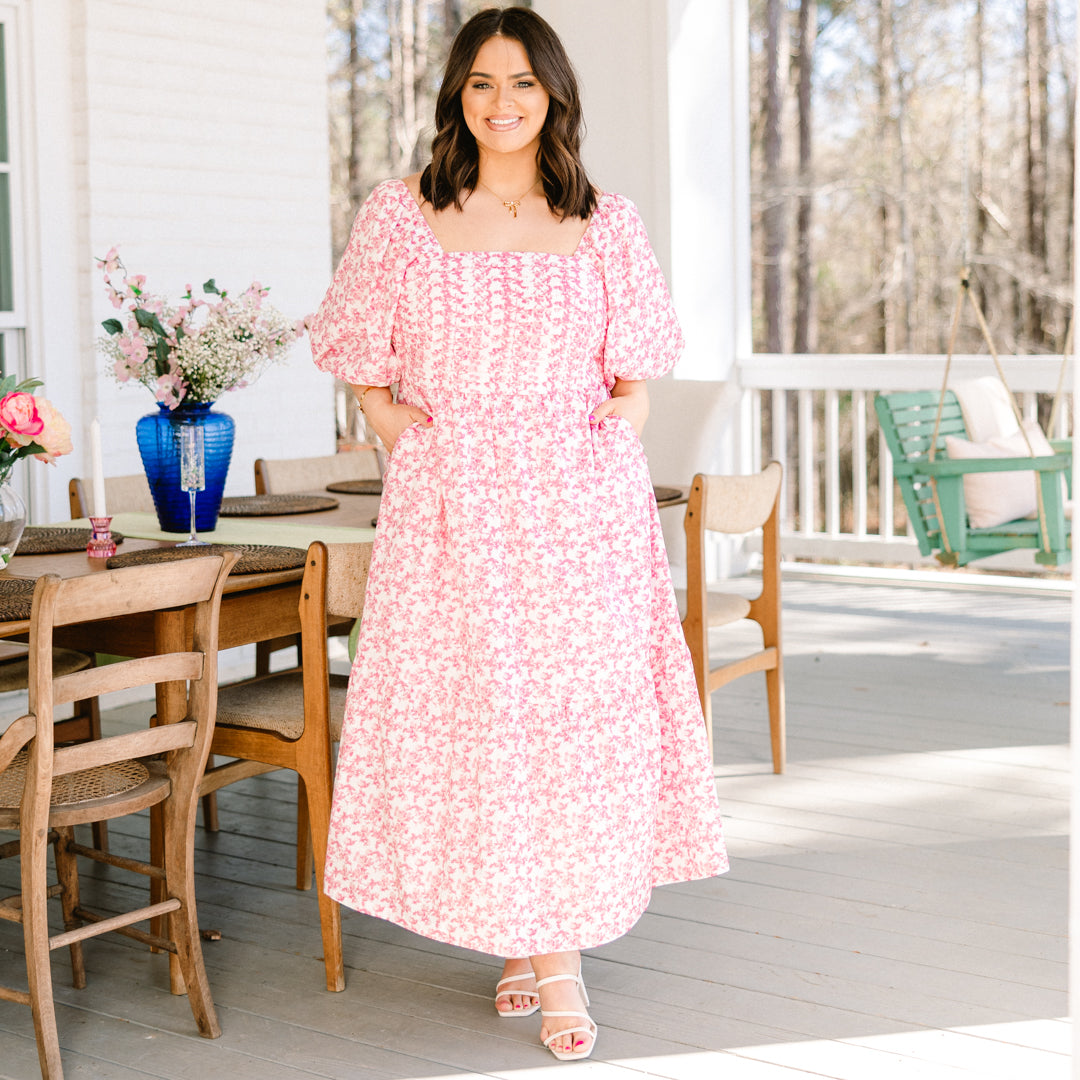 In The Quiet Shade Midi Dress, Pink