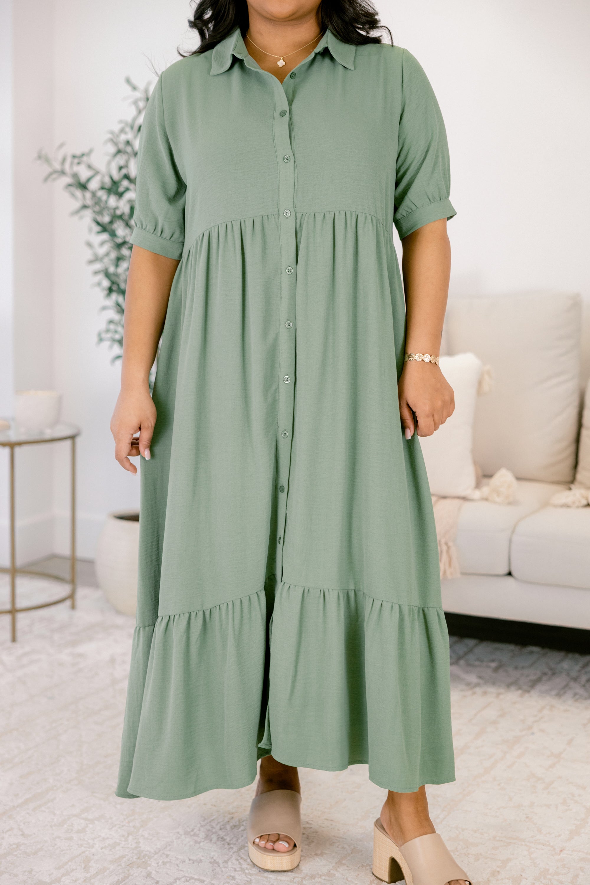 In Your Happy Place Dress, Sage