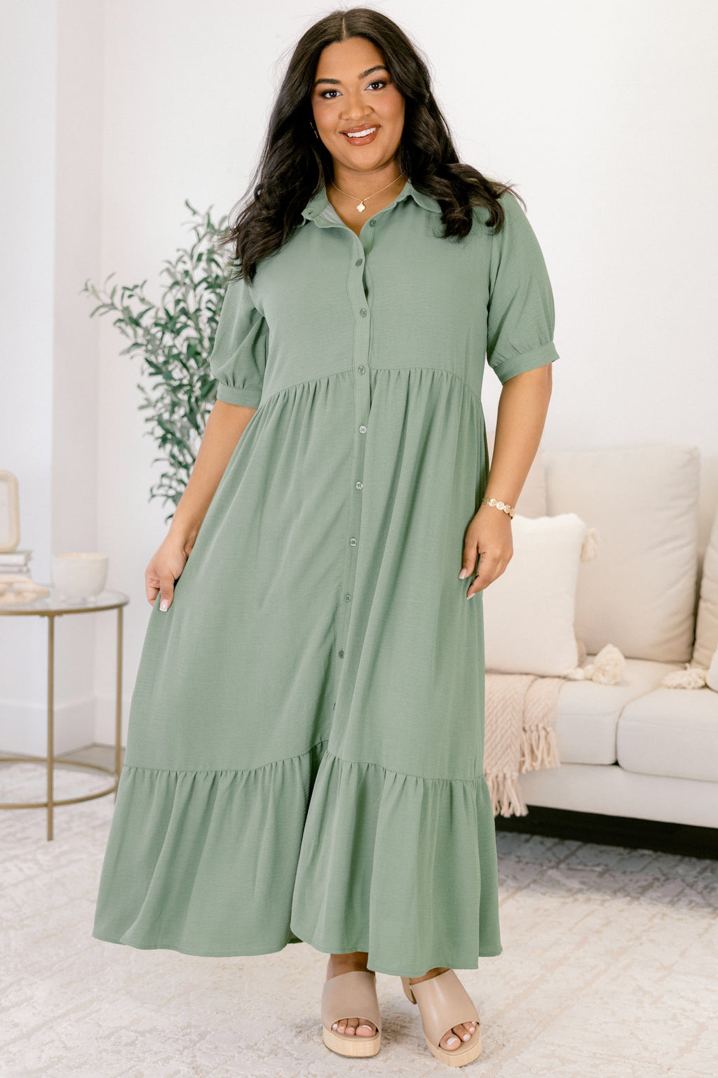 In Your Happy Place Dress, Sage
