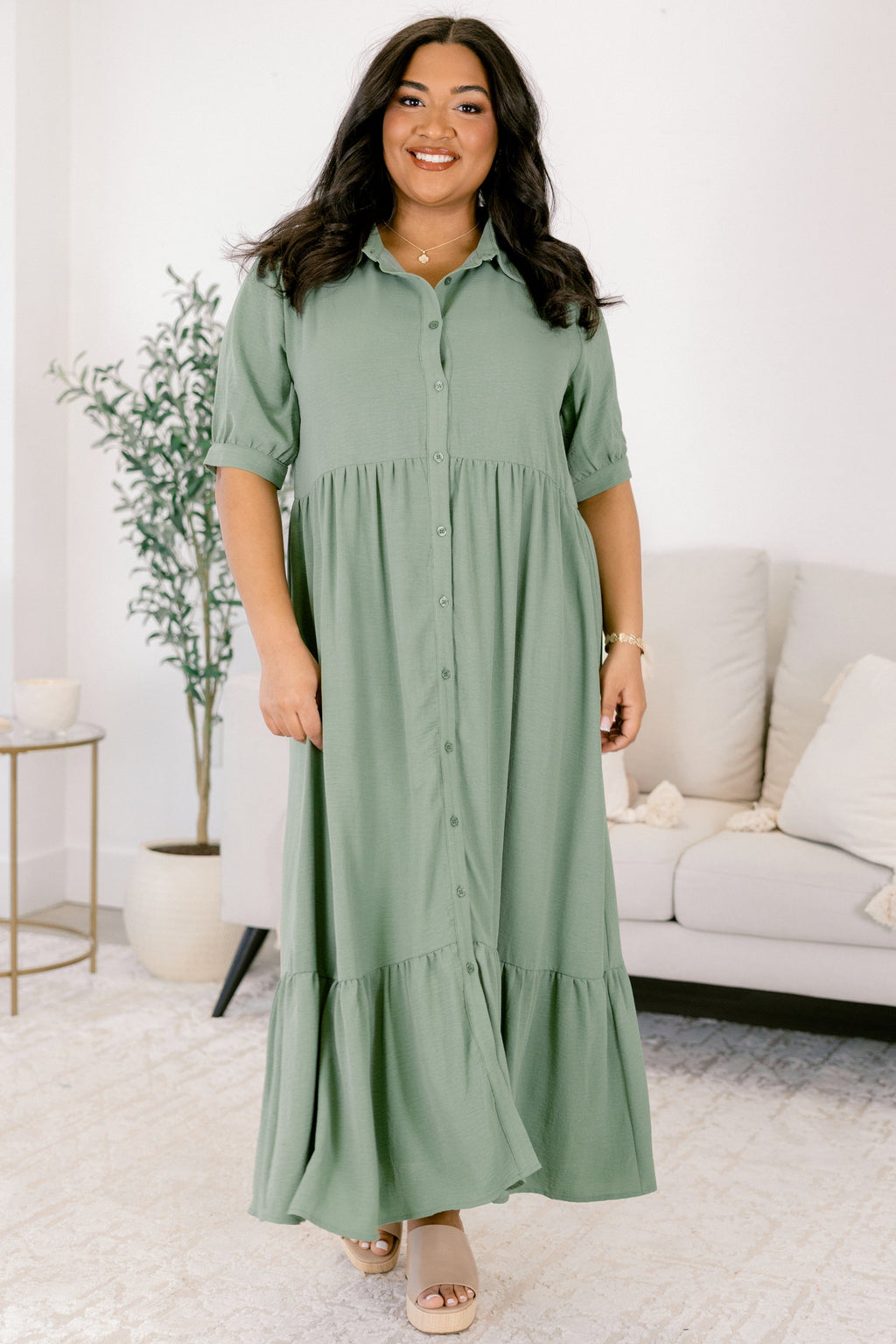 In Your Happy Place Dress, Sage