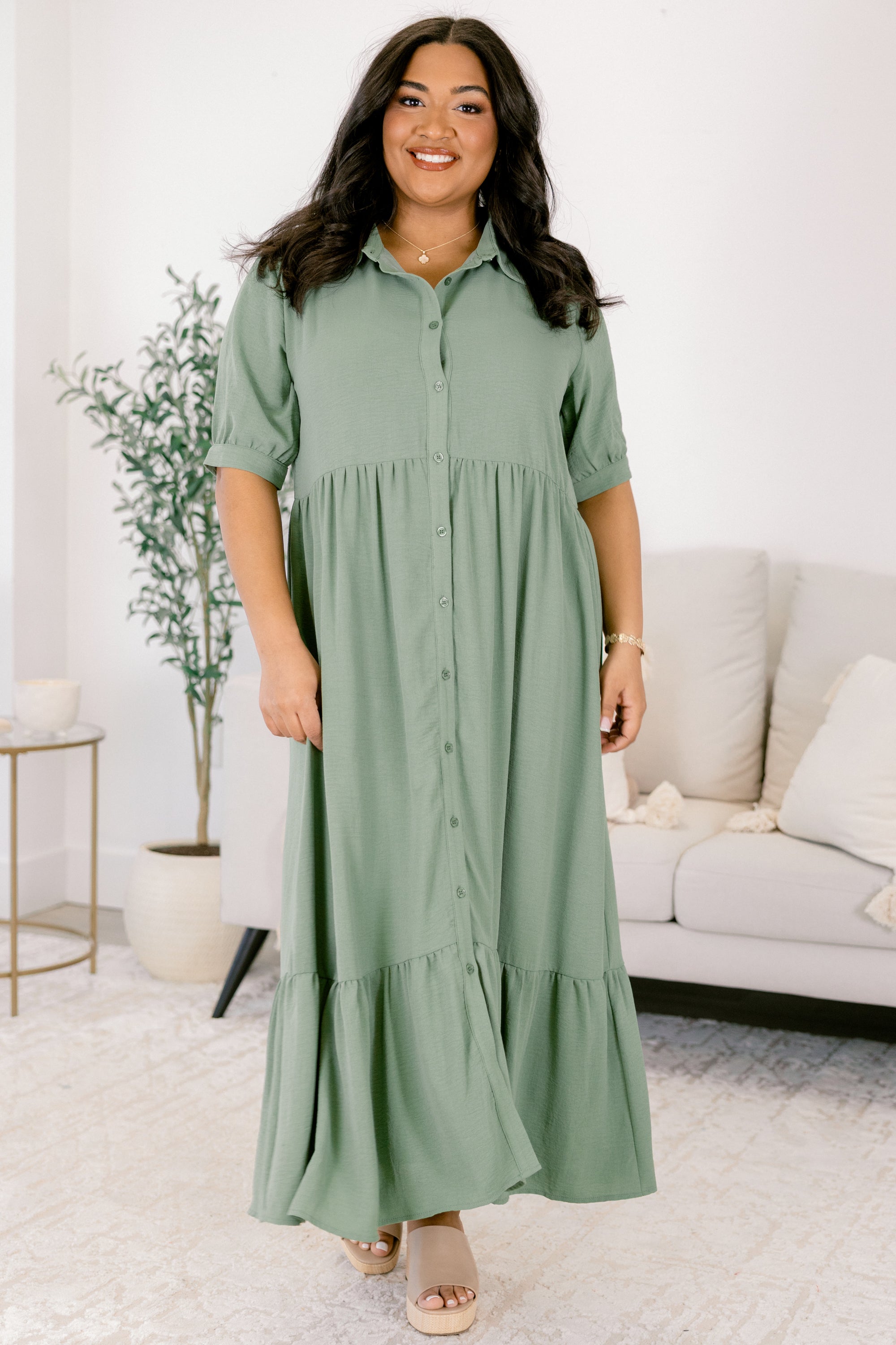 In Your Happy Place Dress, Sage