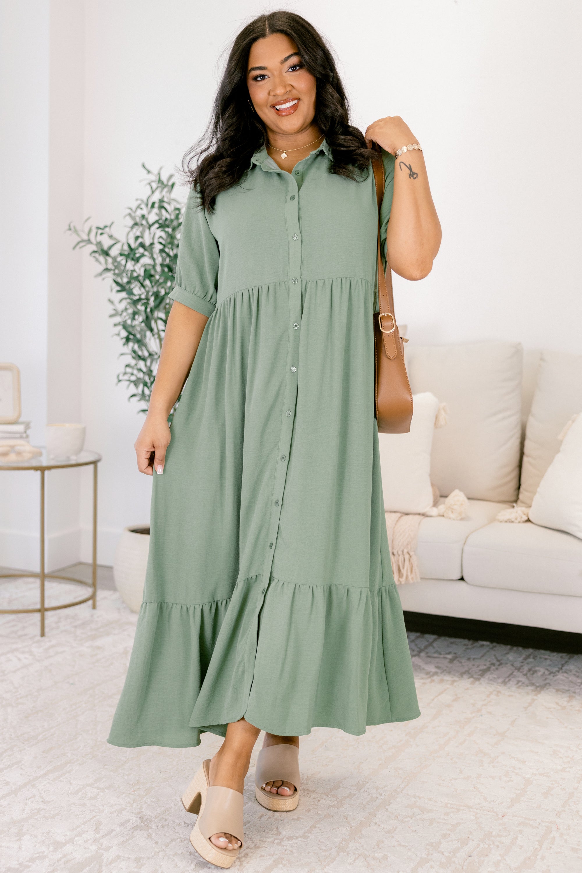 In Your Happy Place Dress, Sage