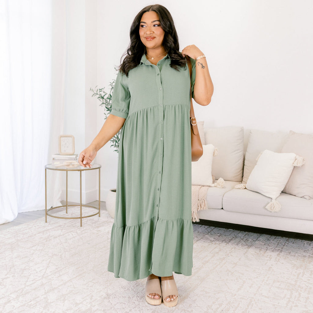 In Your Happy Place Dress, Sage