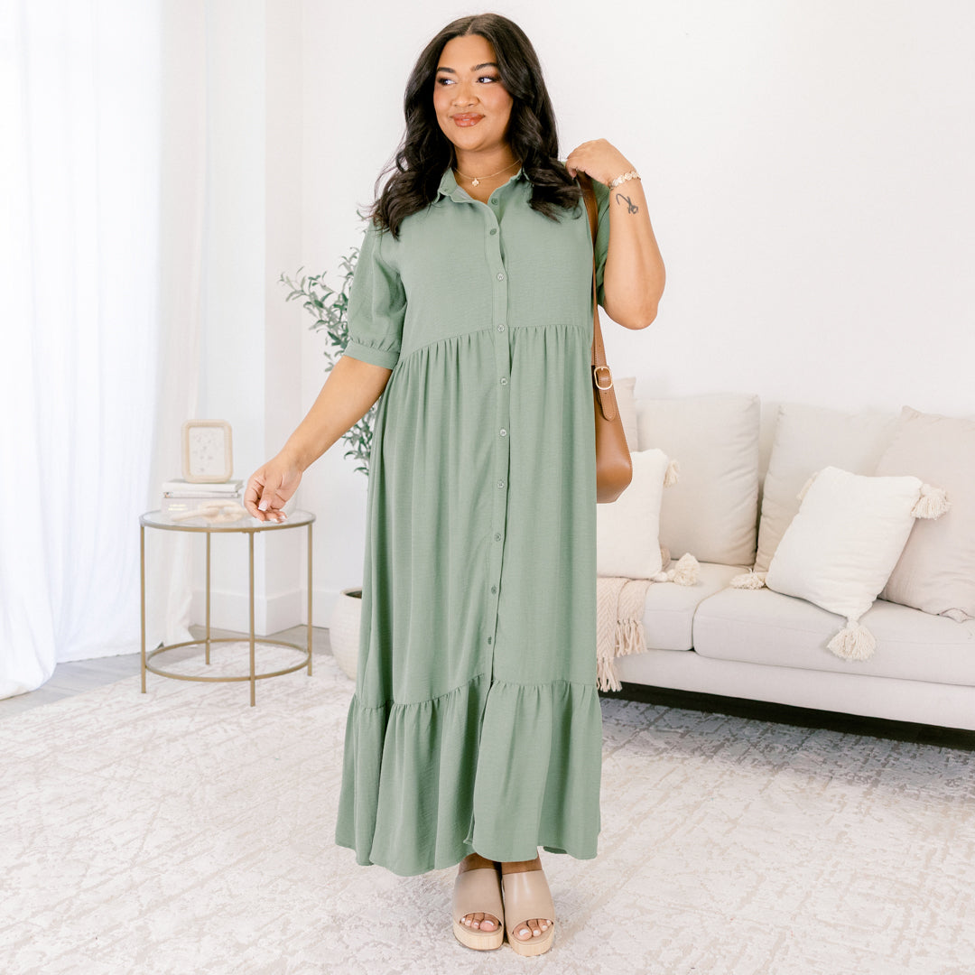 In Your Happy Place Dress, Sage