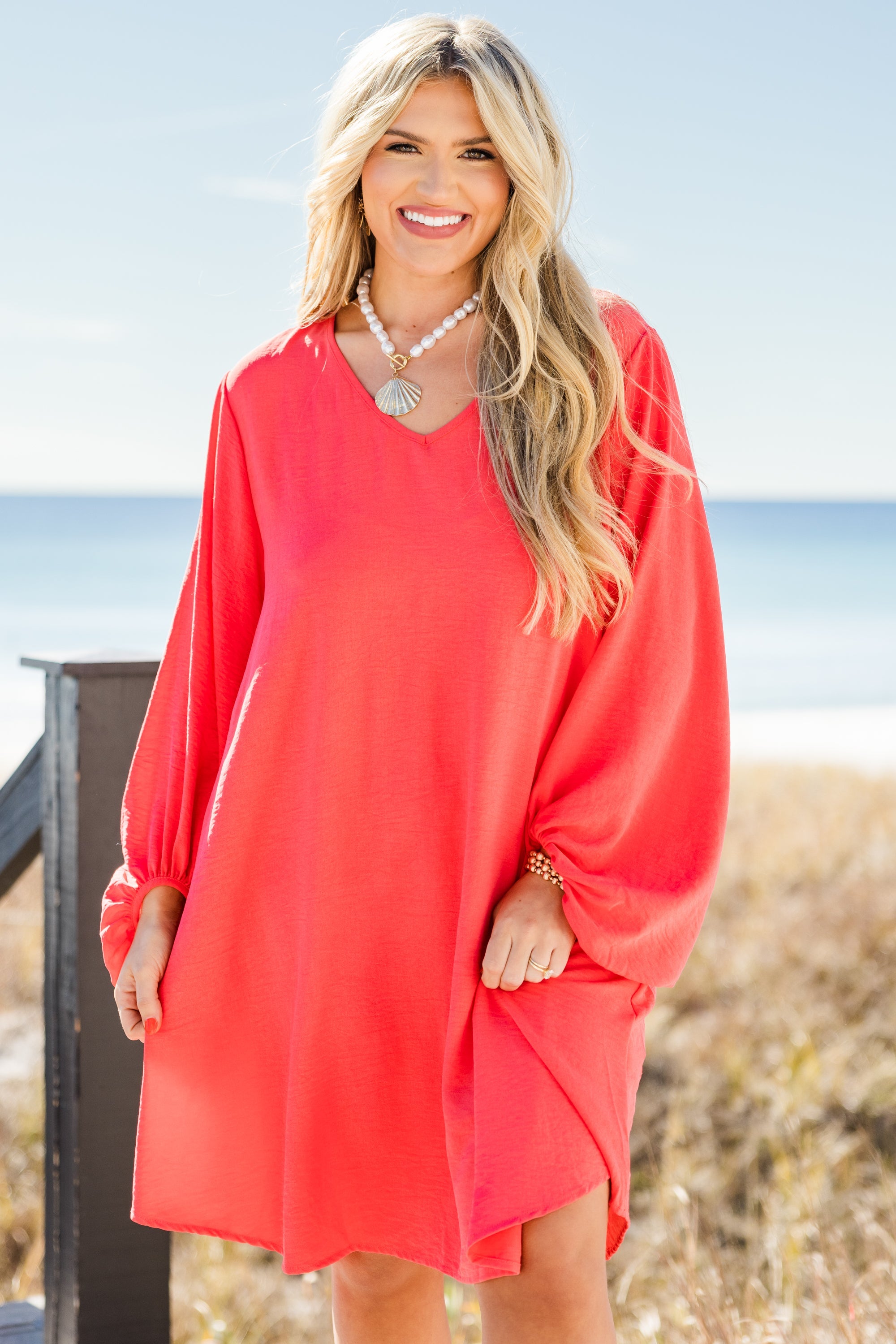 In Her Spare Time Dress, Coral