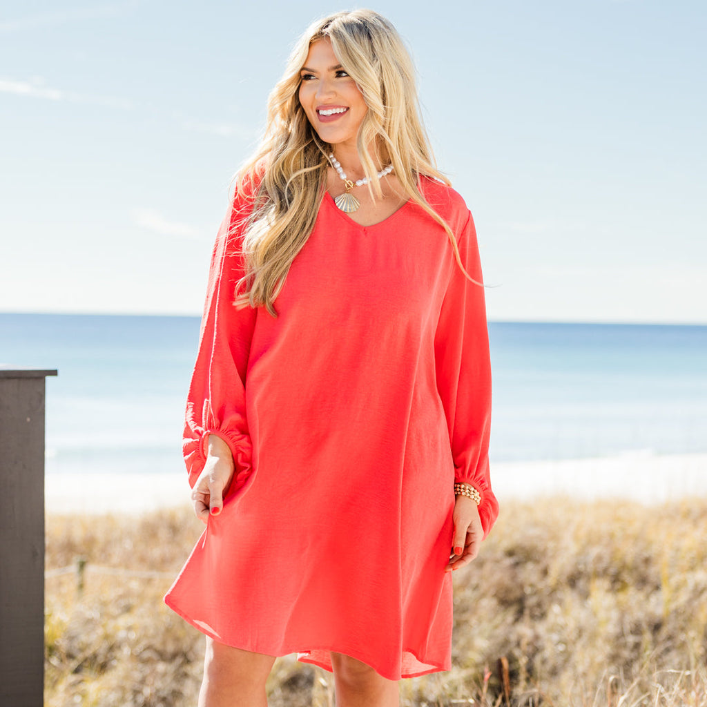 In Her Spare Time Dress, Coral