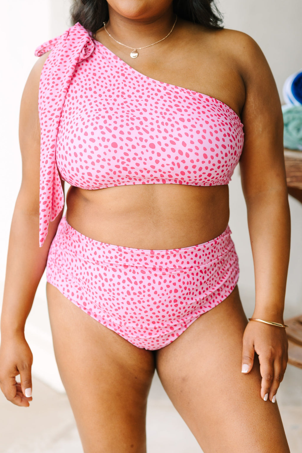 Island Allure Swim Top, Pink Dot