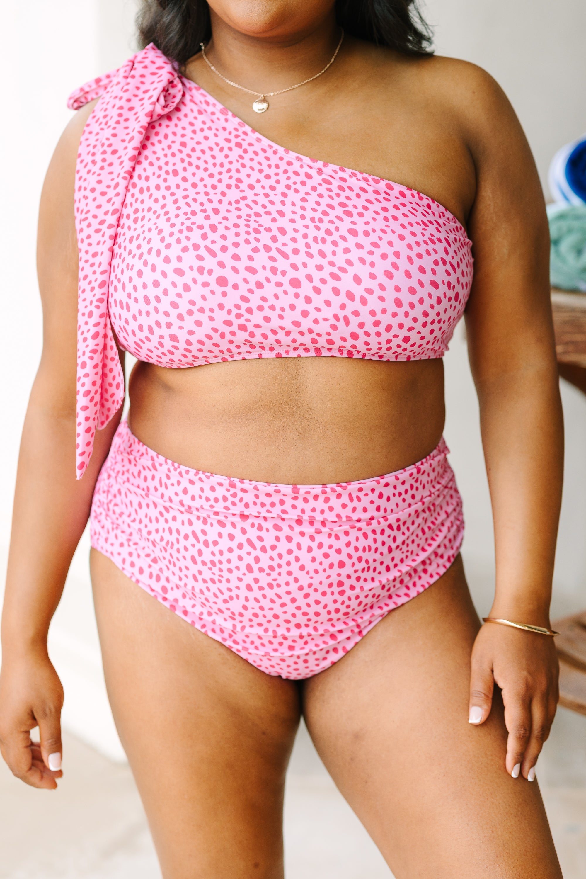 Island Allure Swim Top, Pink Dot