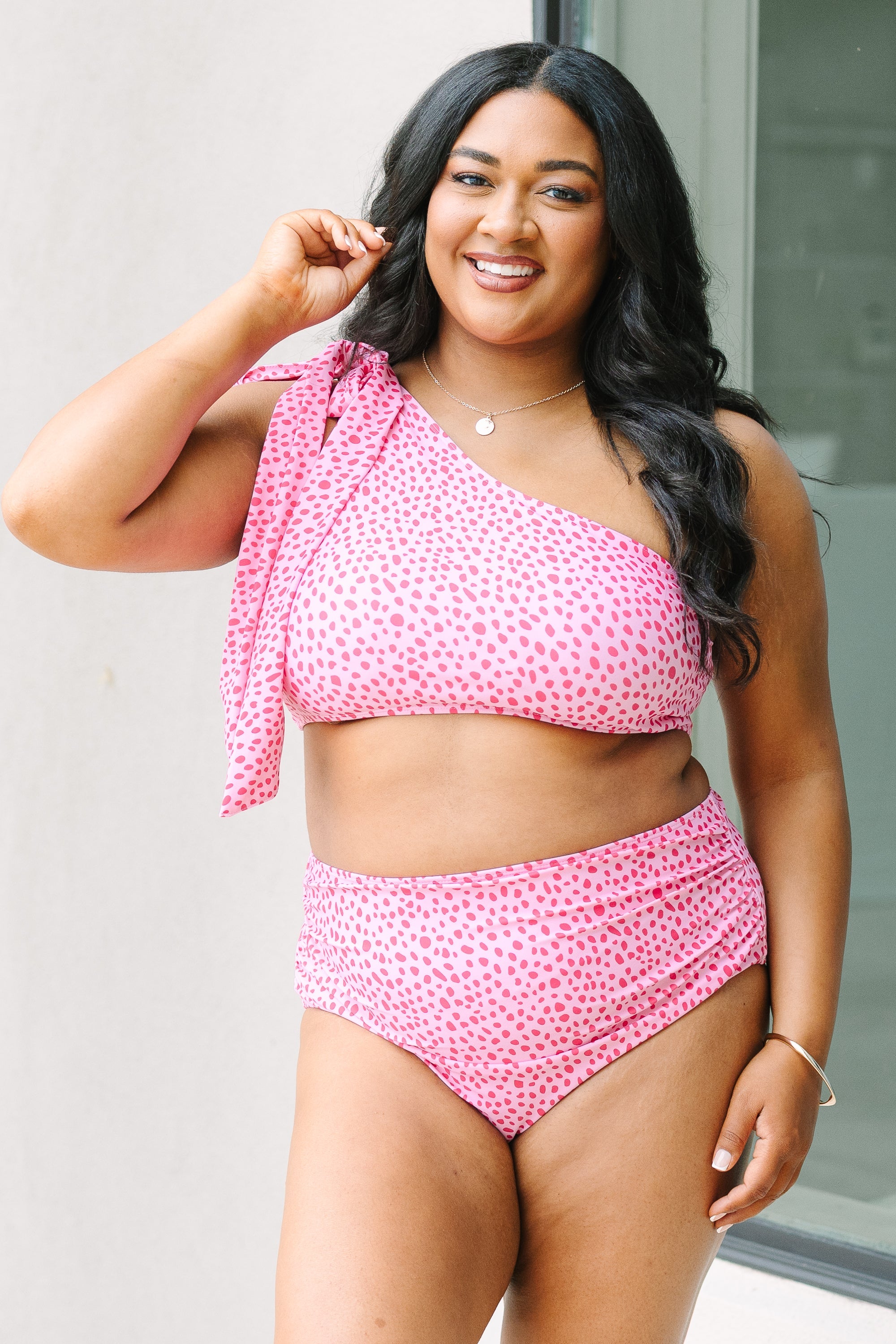 Island Allure Swim Top, Pink Dot