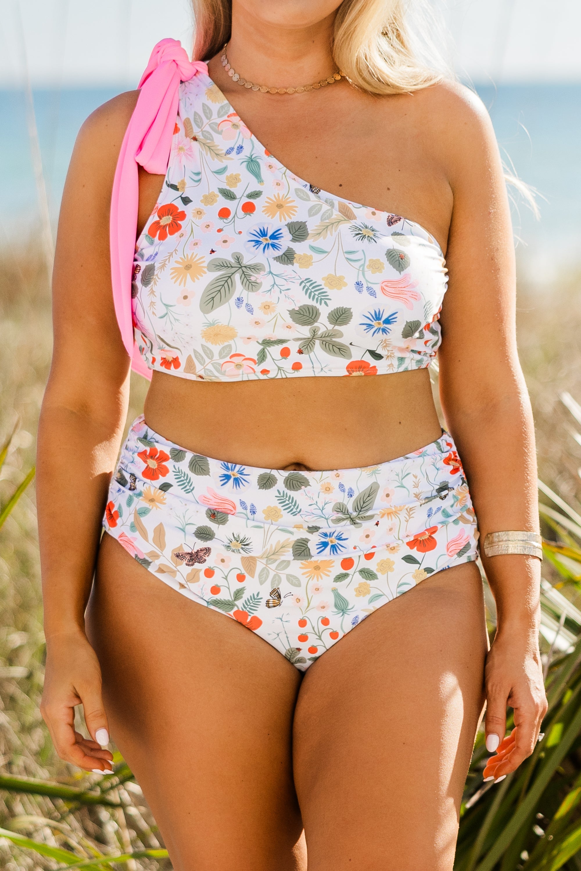 Island Allure Swim Top, Blue Floral