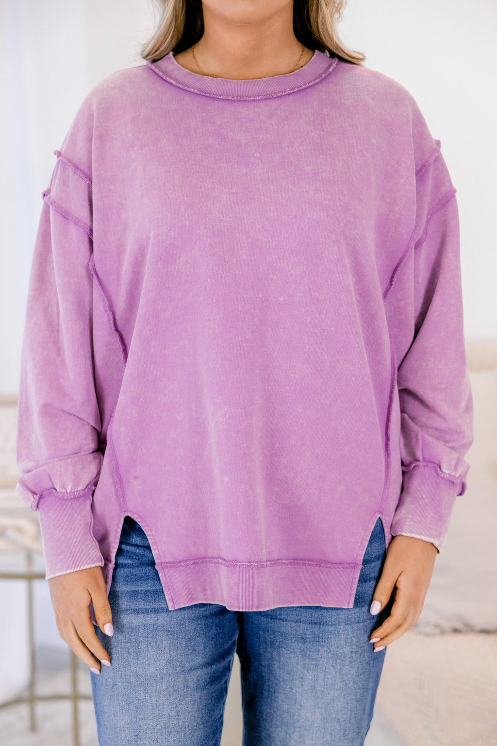 Just For Fun Sweatshirt, Bright Lavender