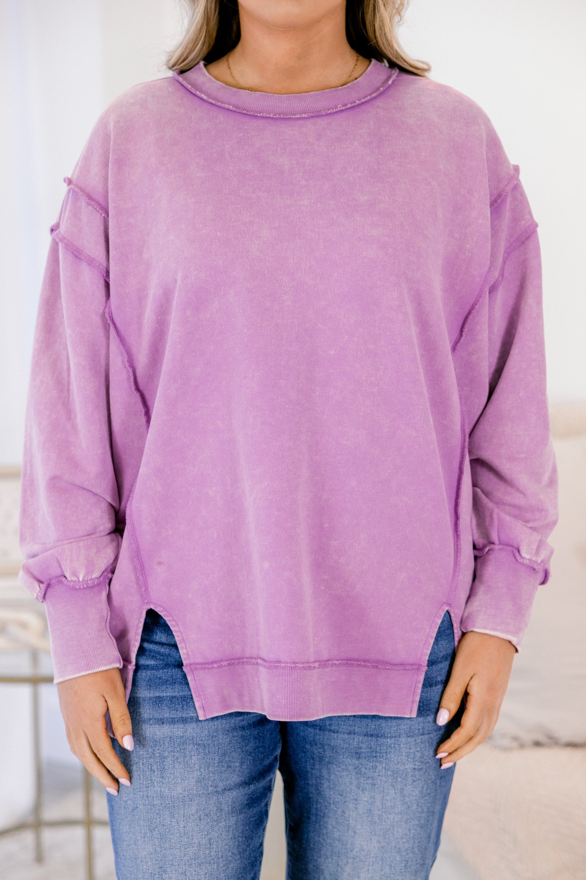 Just For Fun Sweatshirt, Bright Lavender