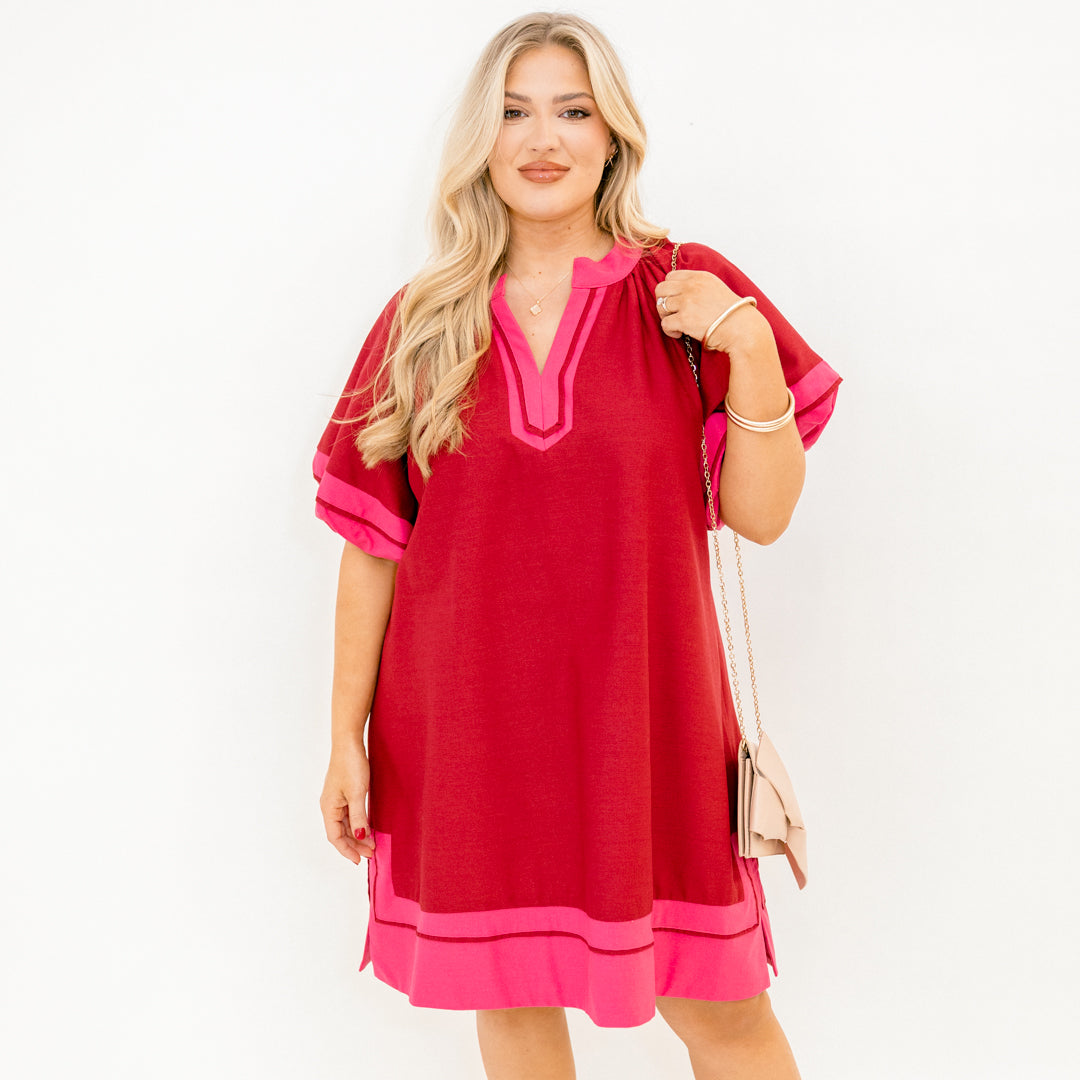 Keep Me Company Dress, Burgundy