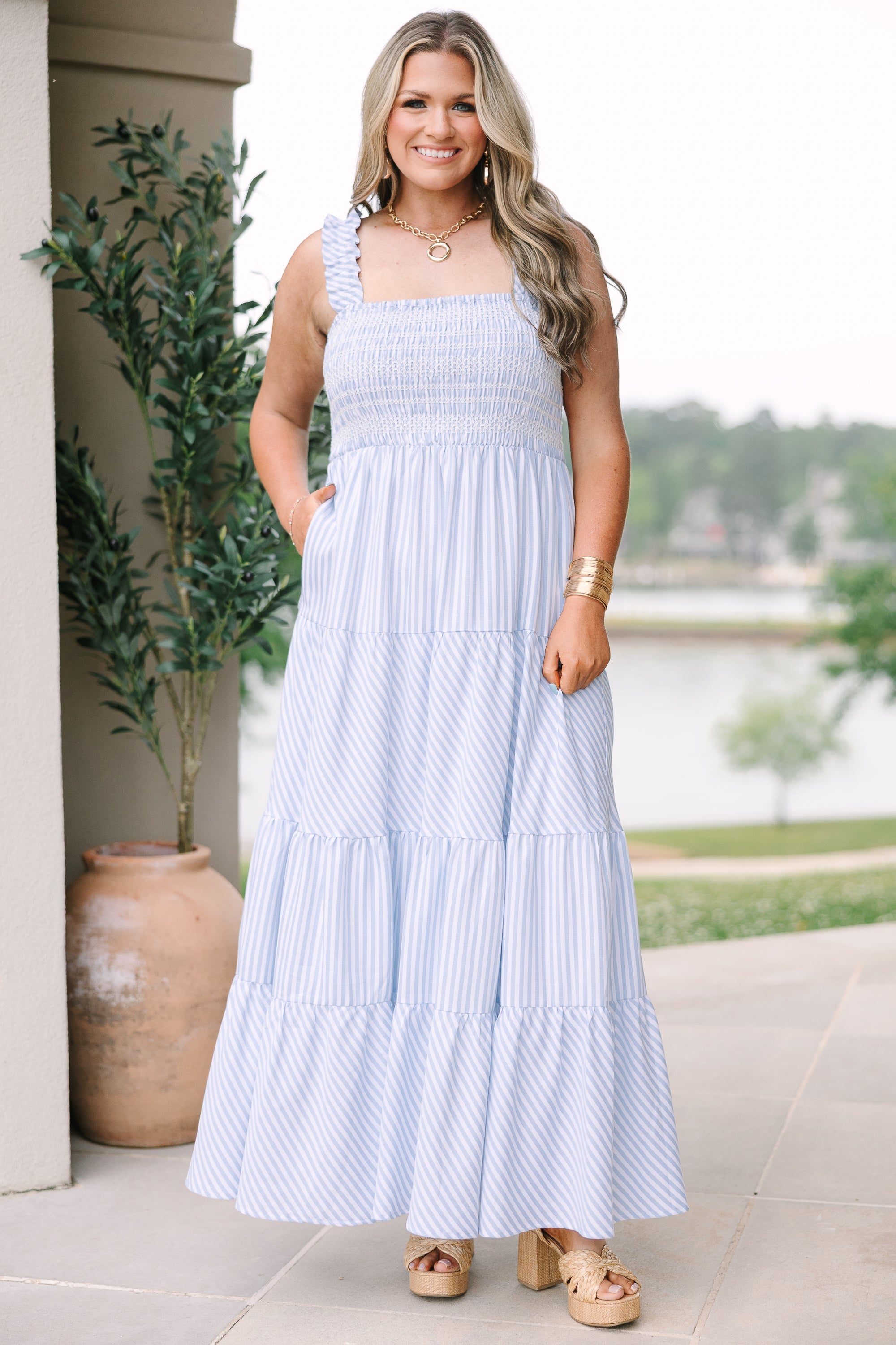 Keep Your Spirits Up Dress, Blue