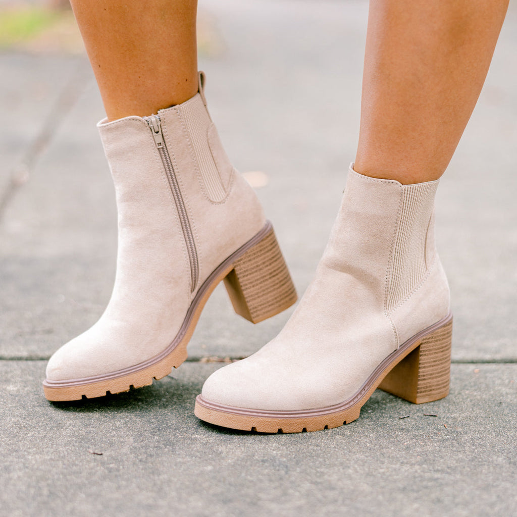 Keep 'Em Close Booties, Sand