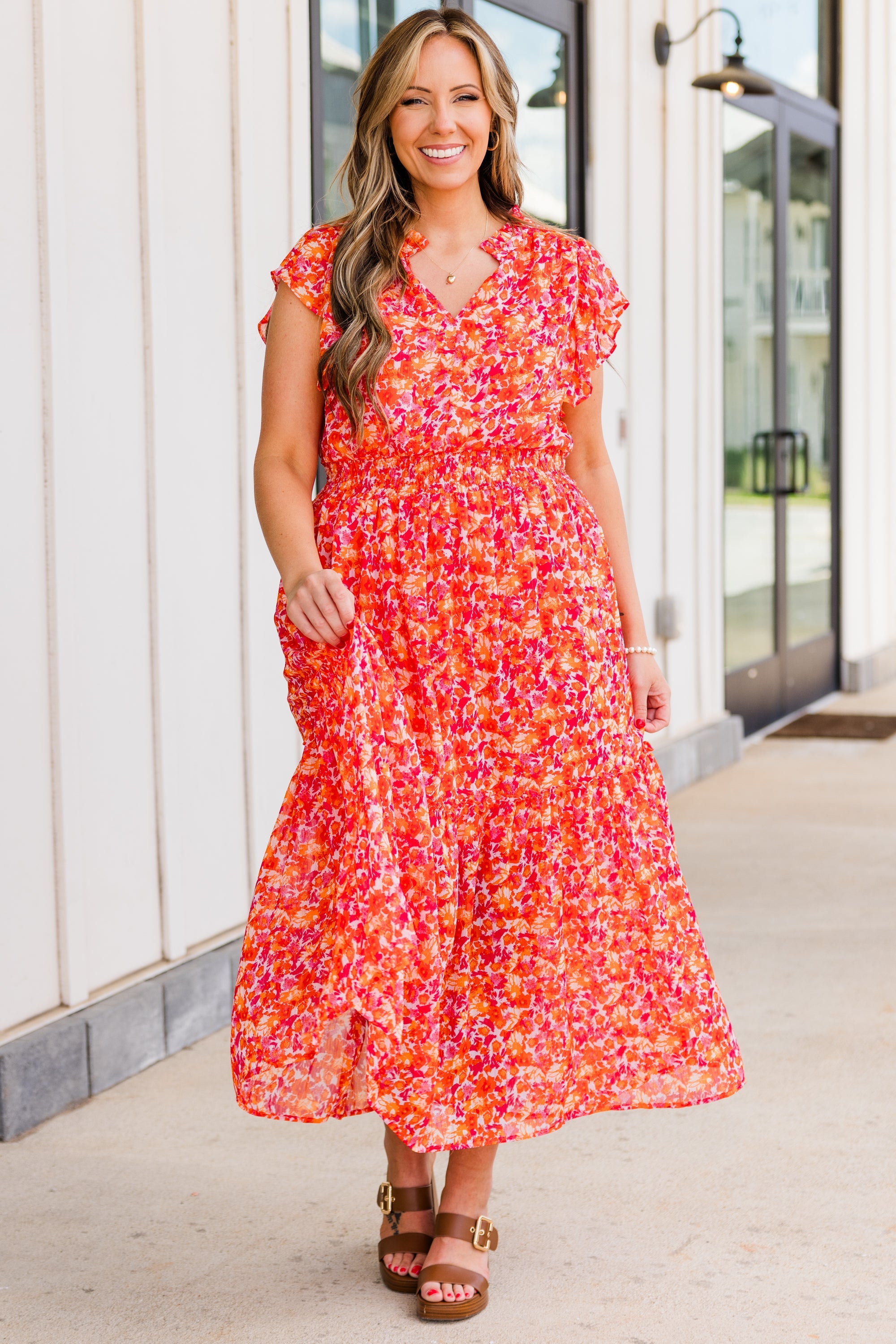 Keep 'Em Guessing Dress, Tangerine