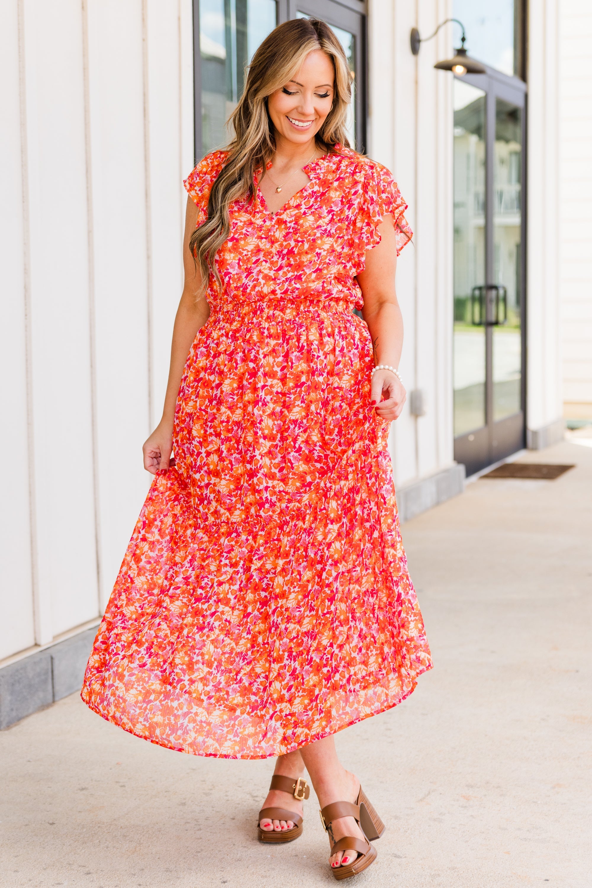 Keep 'Em Guessing Dress, Tangerine