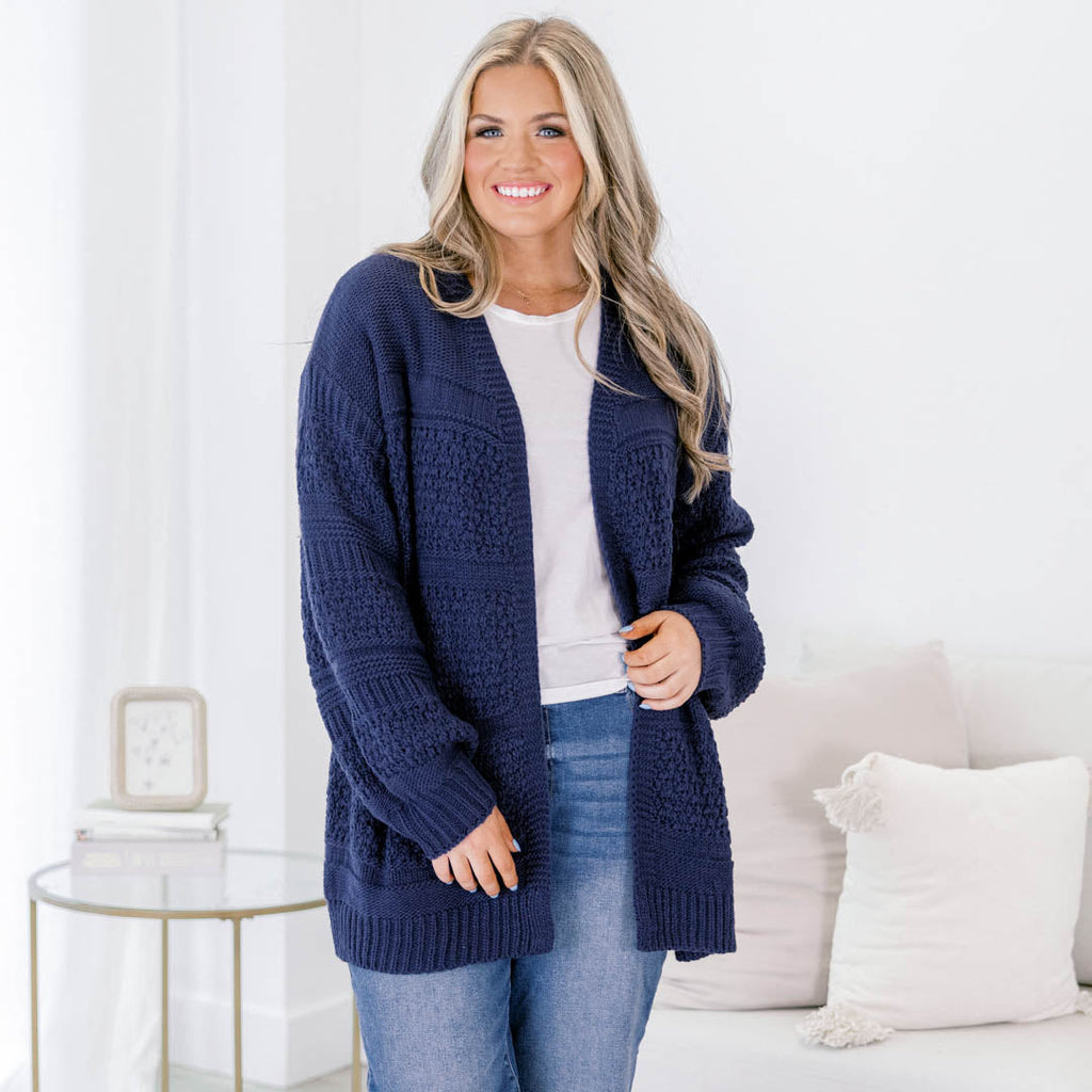 Keepin' Cozy Cardigan, Navy