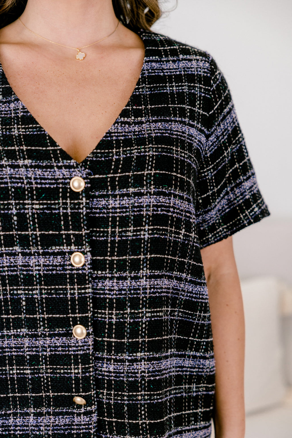 Keeping A Promise Top, Black Plaid