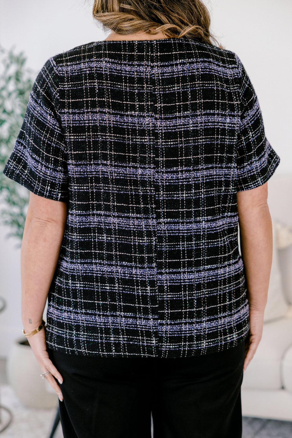 Keeping A Promise Top, Black Plaid