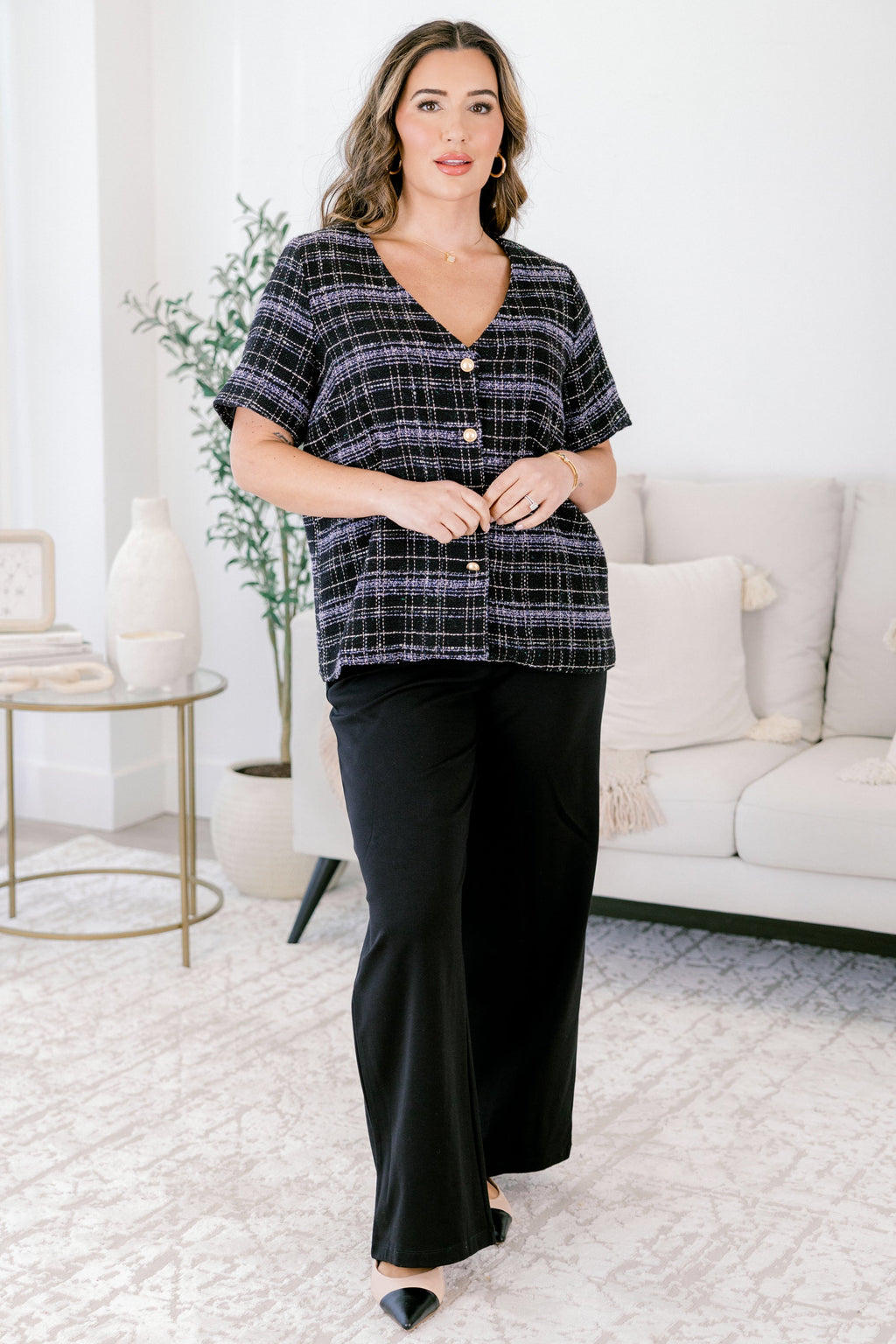 Keeping A Promise Top, Black Plaid