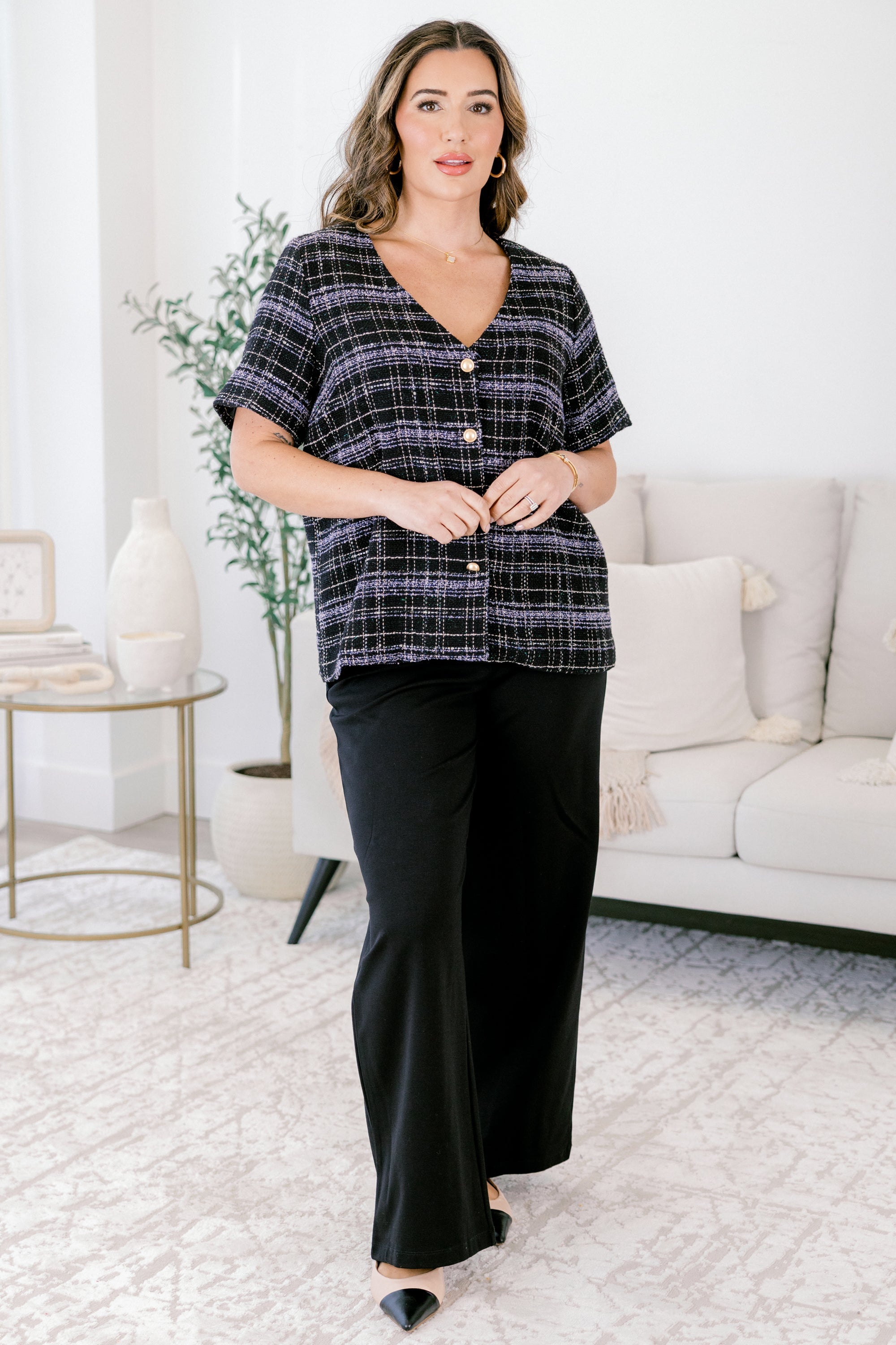 Keeping A Promise Top, Black Plaid